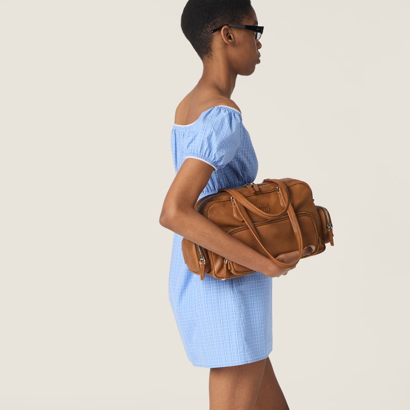 Pocket nappa leather top-handle bag