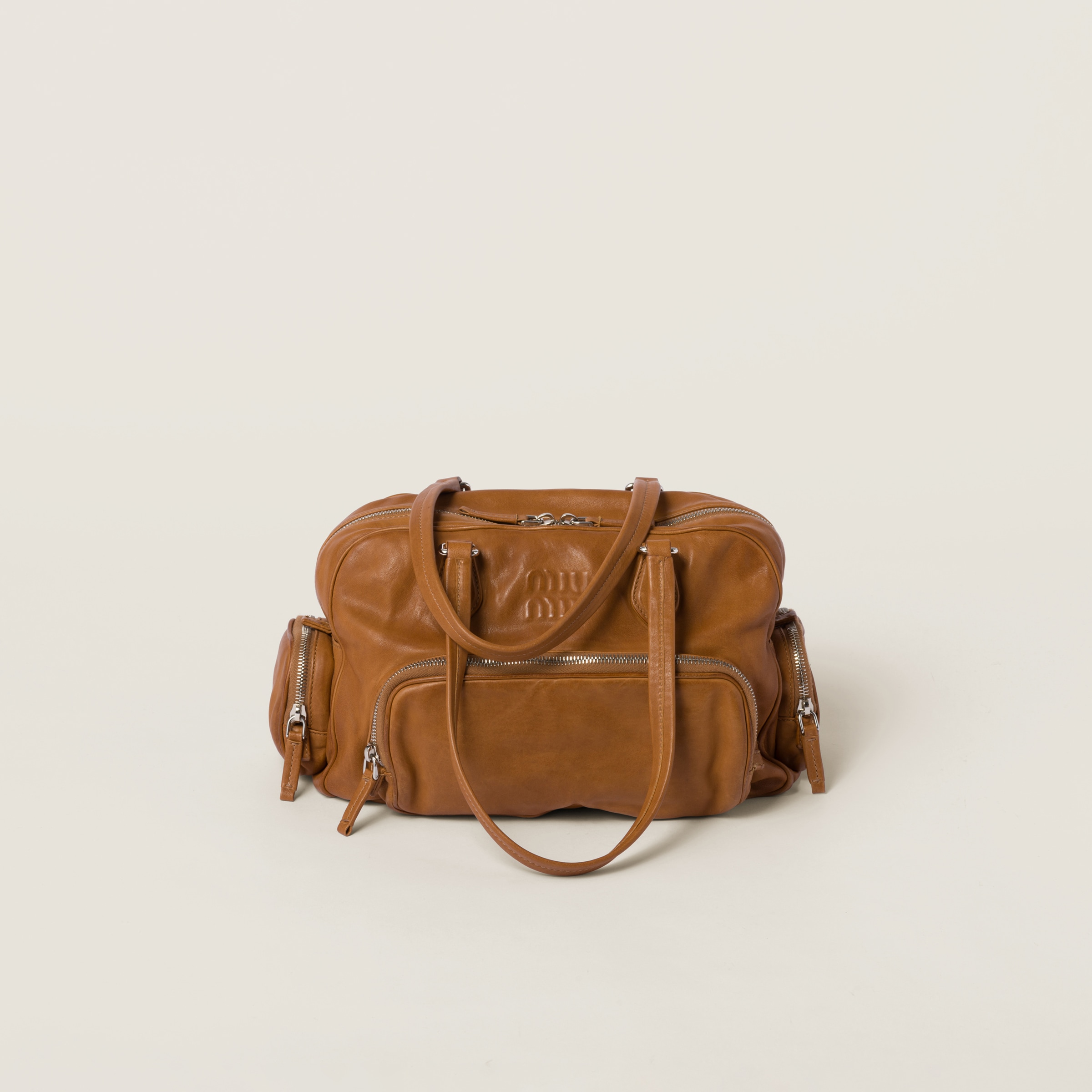 Miumiu Nappa Leather Top-handle Bag In Caramel