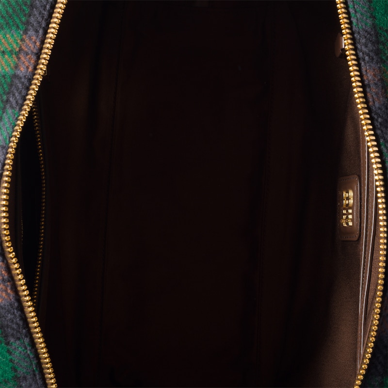 Beau tartan top-handle bag with leather details