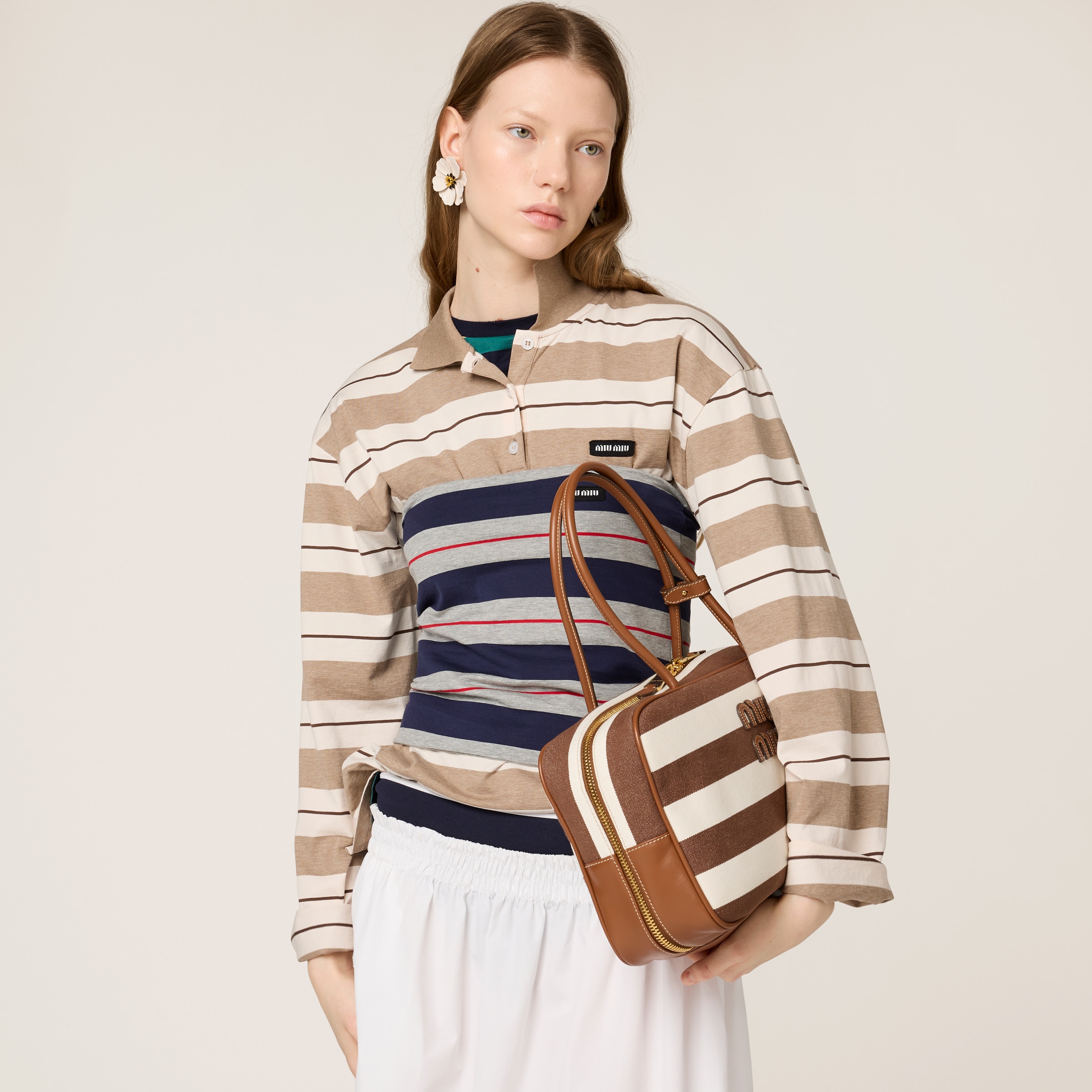 Miu Miu Beau Canvas And Leather Bag