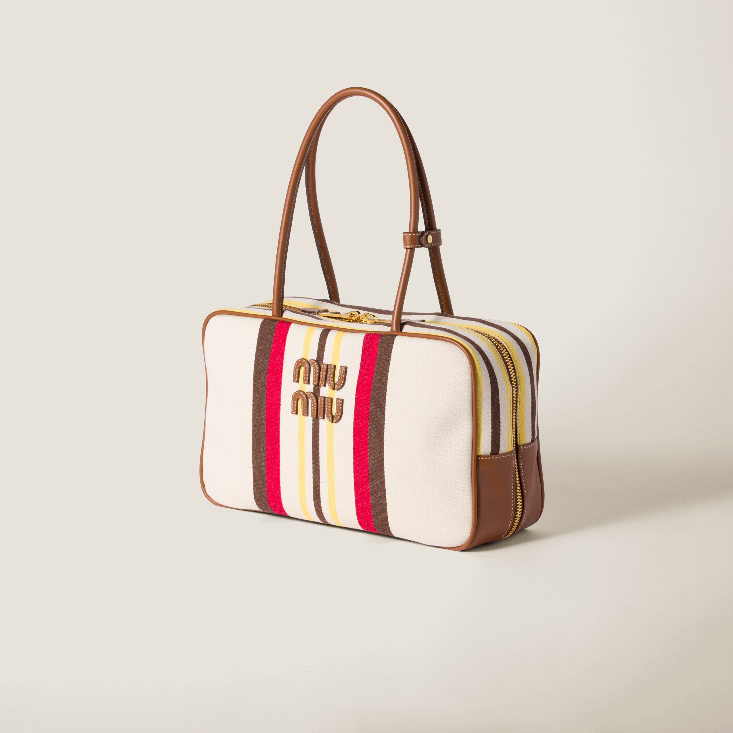 Miu Miu Beau Canvas And Leather Bag