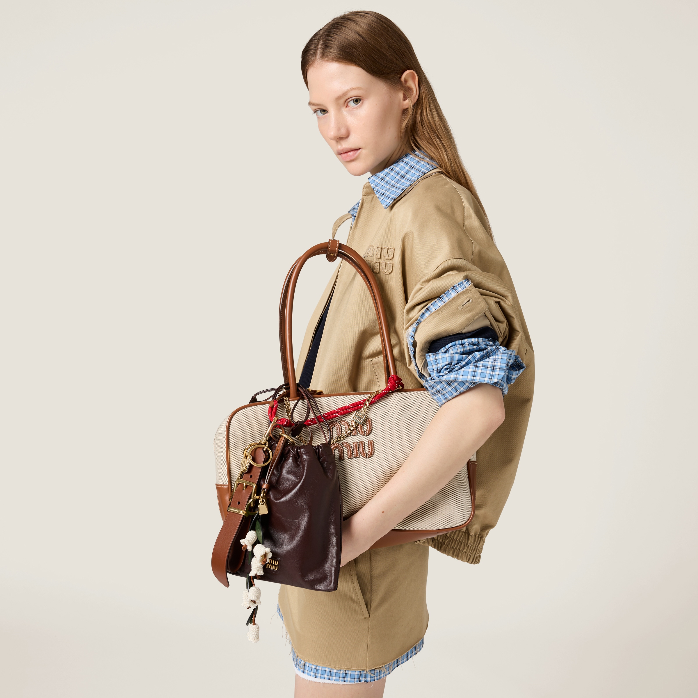 Beau canvas and leather bag - Collection Collections | Miu Miu