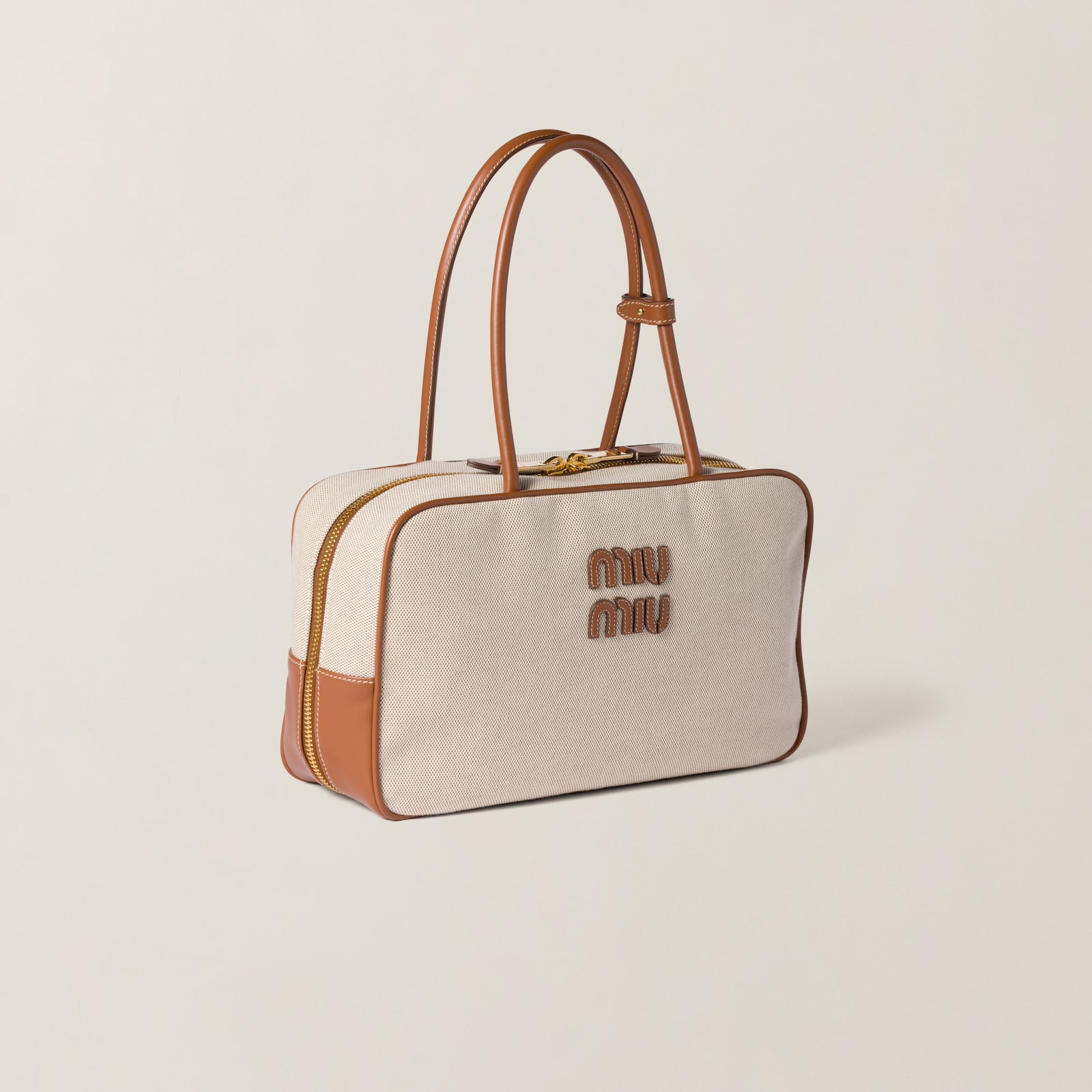 BEAU BAG 34 DENIM BEAU WITH BROWN STRIPES IN CANVAS AND CALFSKIN