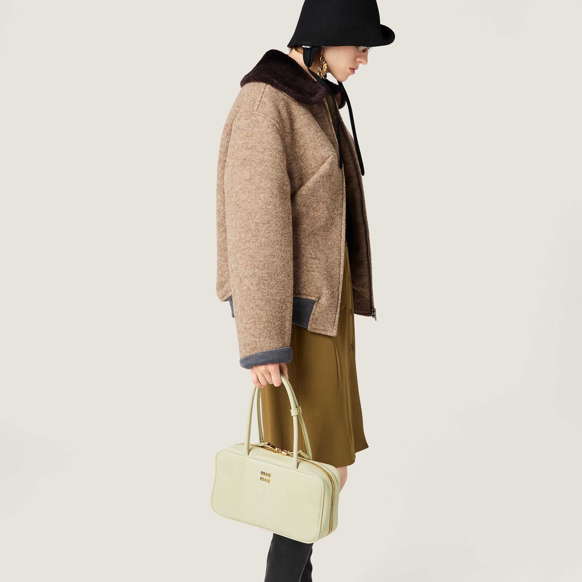 Miu Miu Beau Ayers Leather Bag In Green