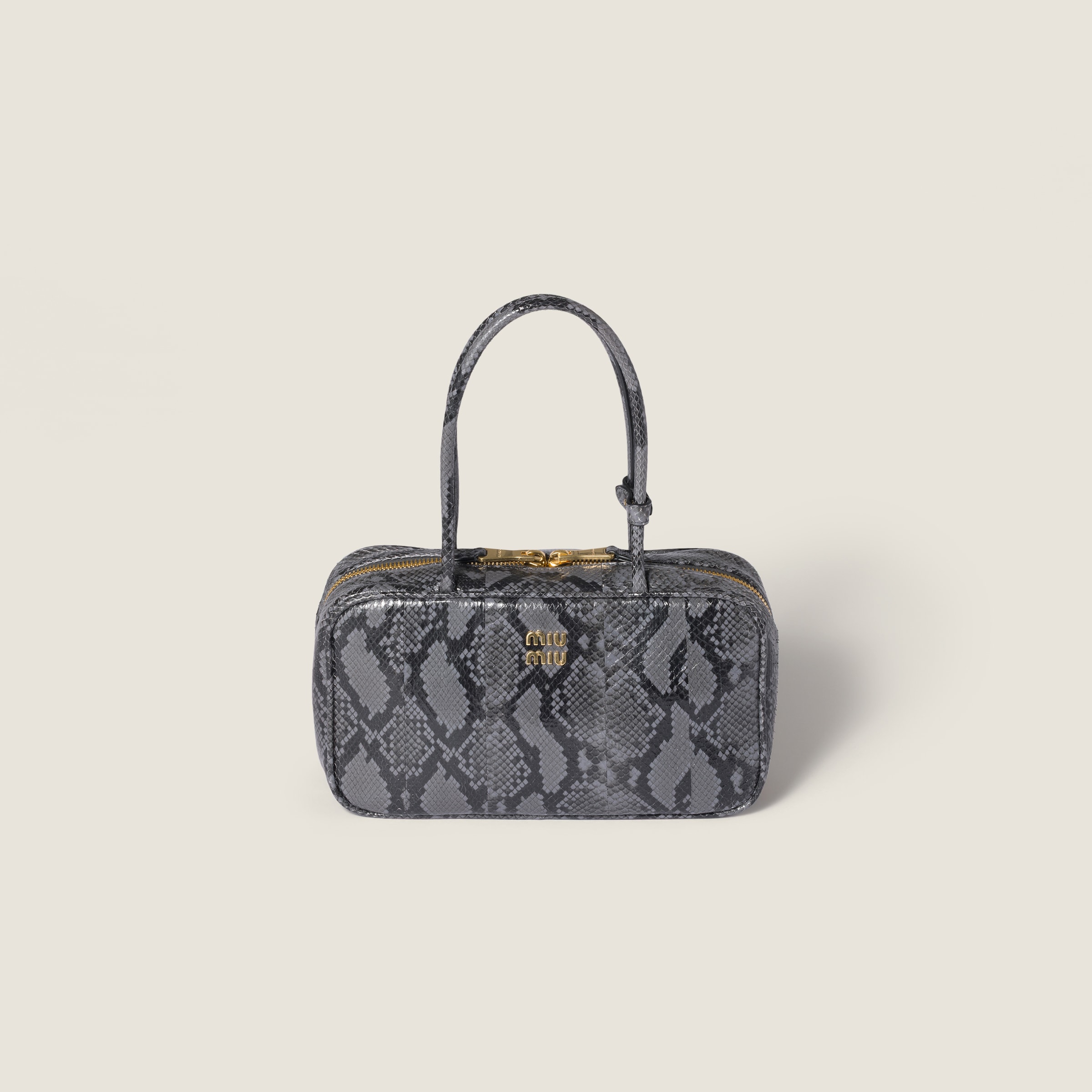 Slate Gray Beau Python-printed Ayers Leather Bag | Miu Miu - France