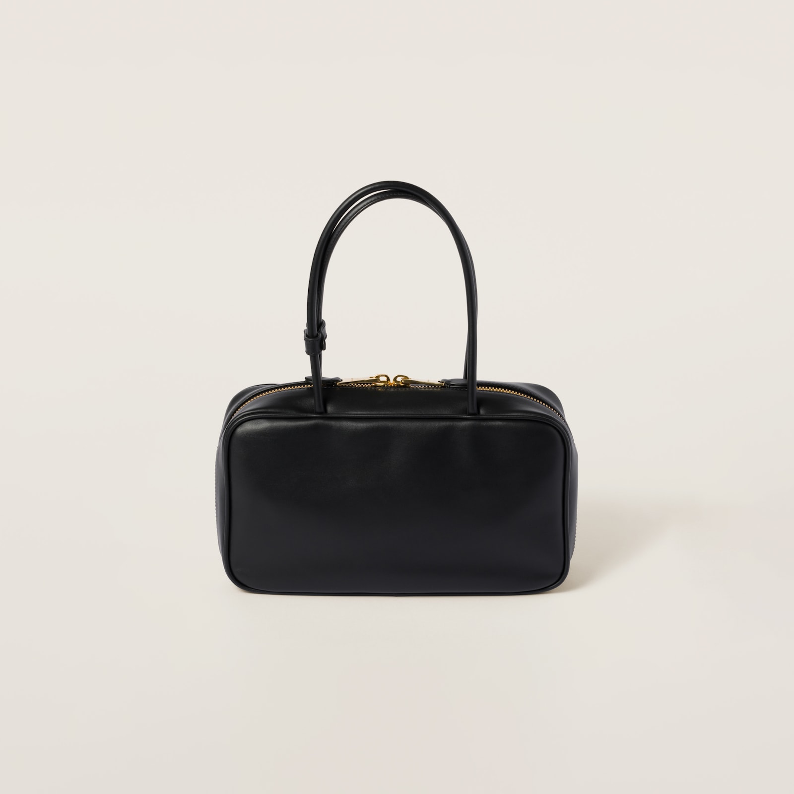 MIUMIU 26S TOP-HANDLE BAG 28 IN BLACK CALFSKIN GOLD HARDWARE