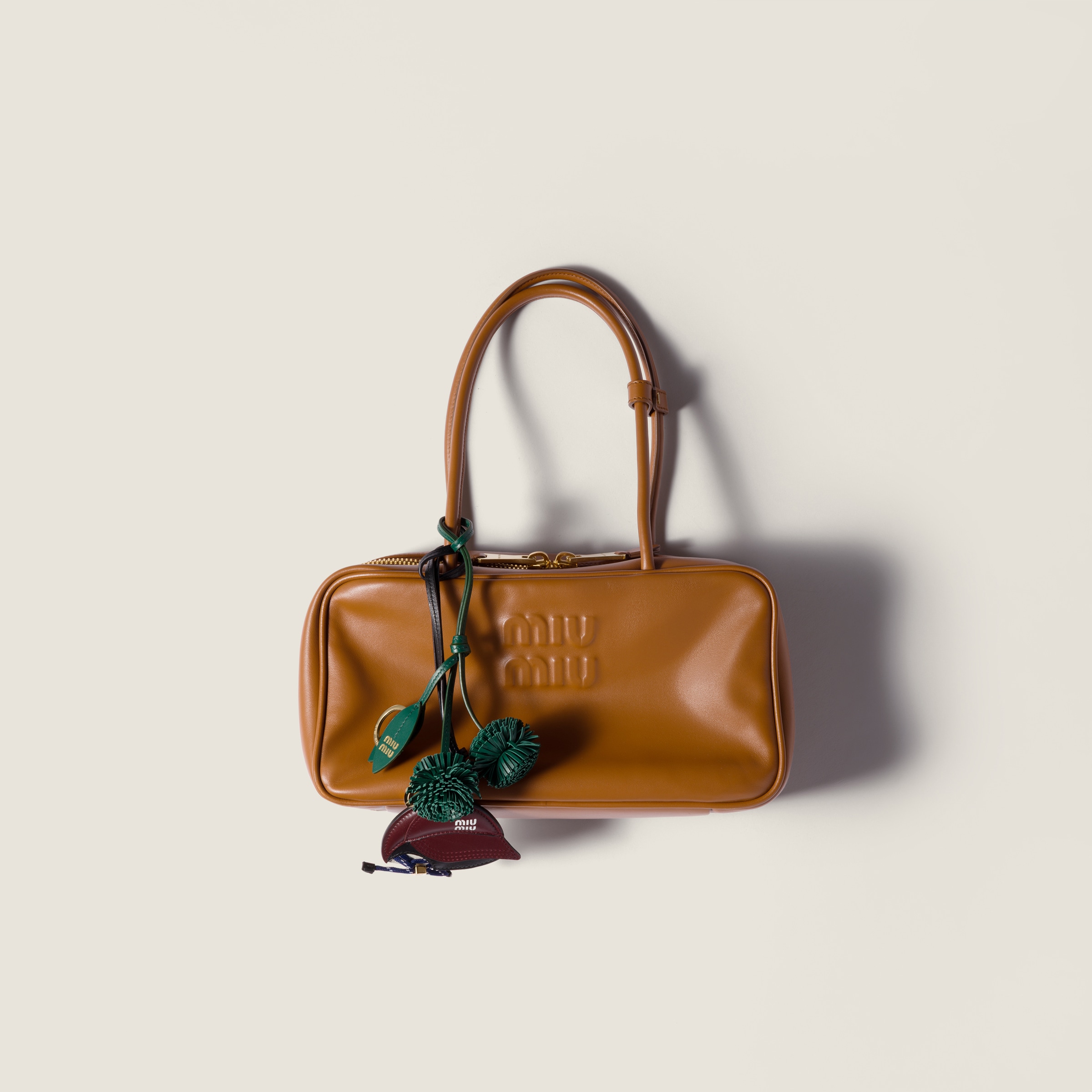 Cognac Beau Leather Top-handle Bag | Miu Miu