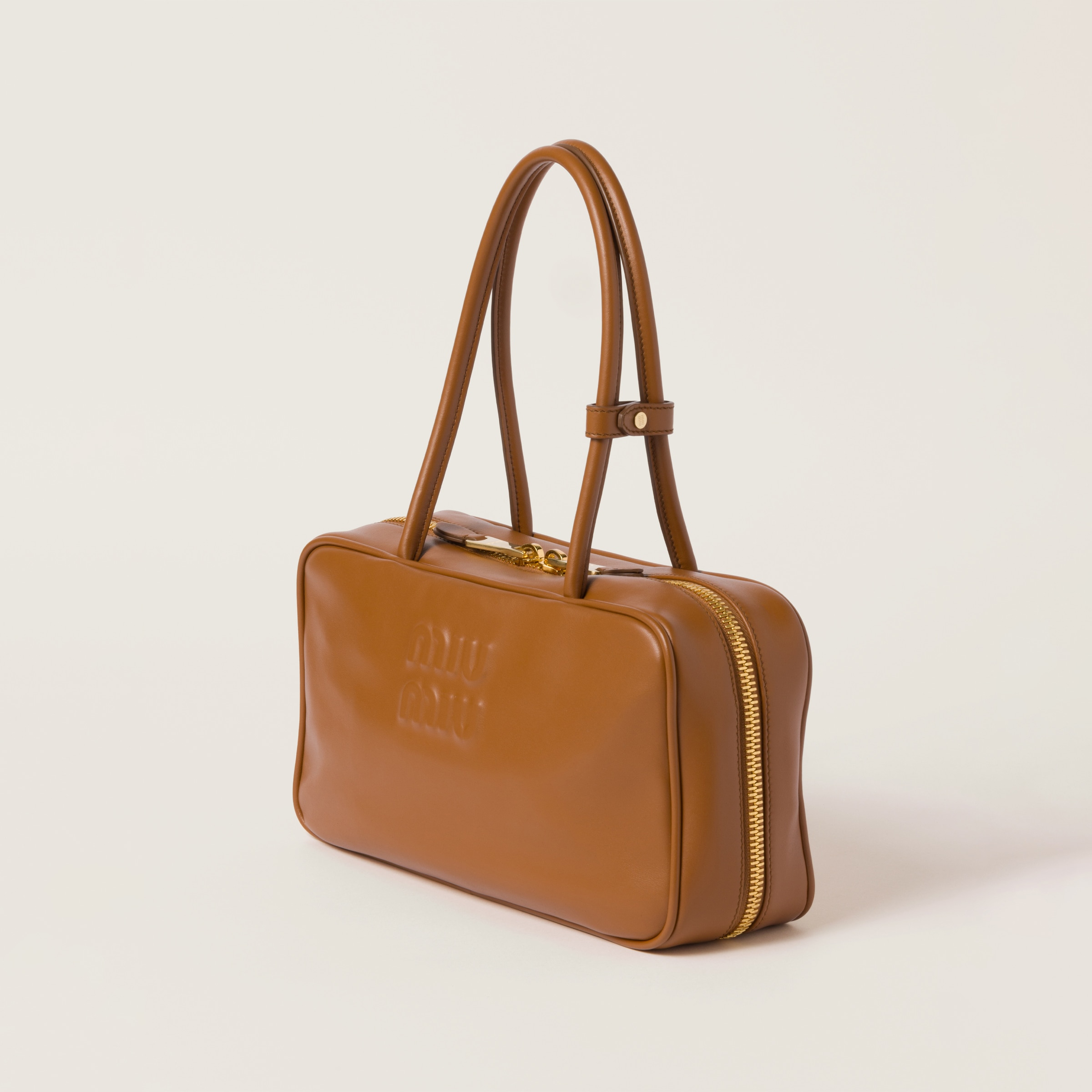 Cognac Beau Leather Top-handle Bag | Miu Miu