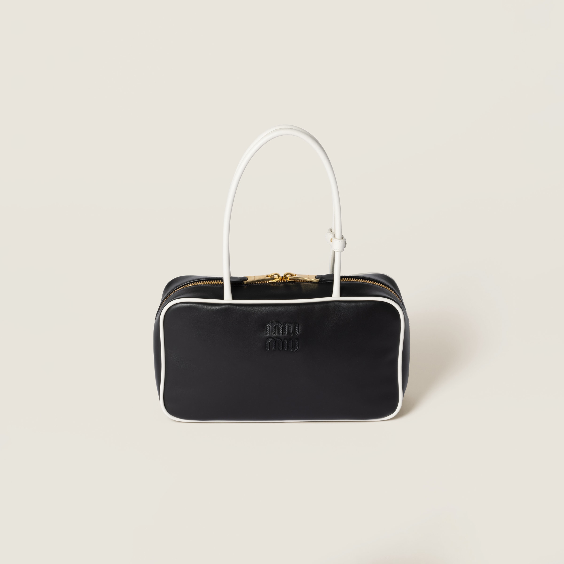 Miu Miu Beau Leather Bag In Black/white