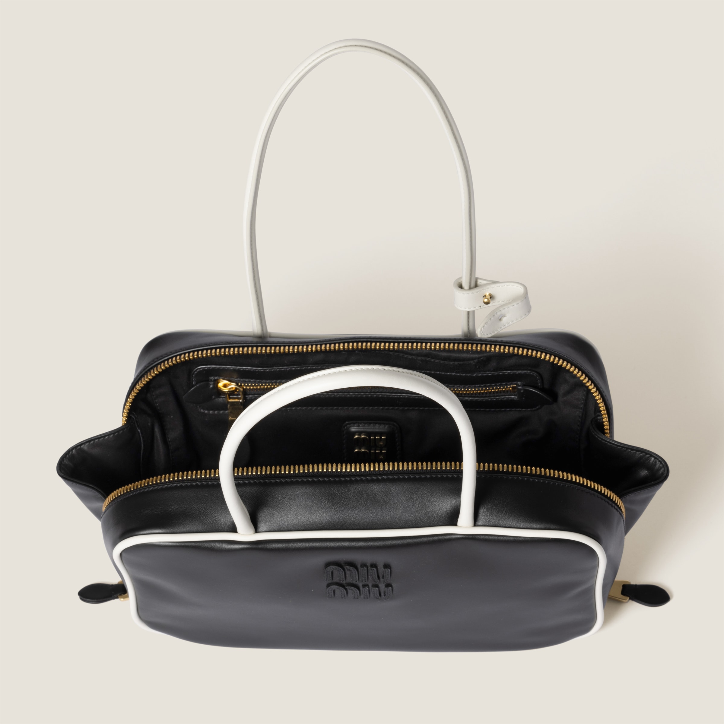 Miu Miu｜ (5BB172 2CRW F0002) Black Beau Leather Top-handle Bag | Miu Miu
