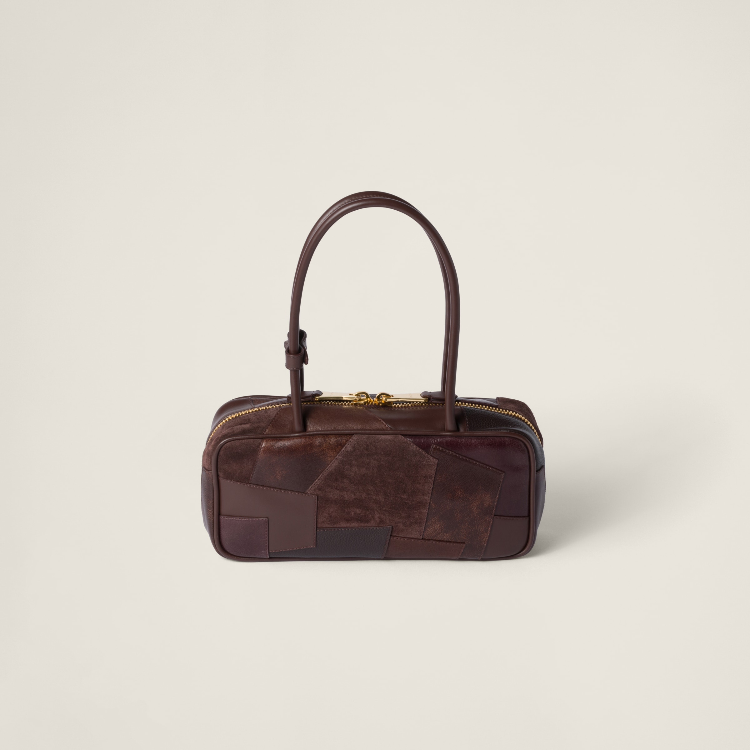 Miu Miu Beau Leather Patchwork Bag In Briarwood