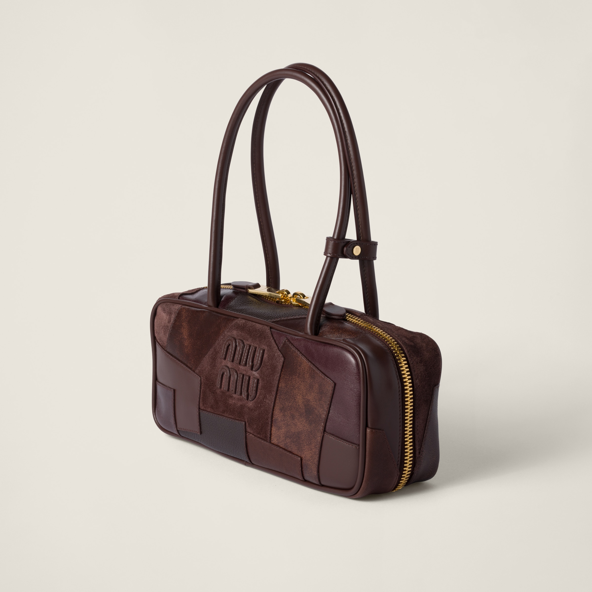 Miu Miu Beau Leather Patchwork Bag In Briarwood