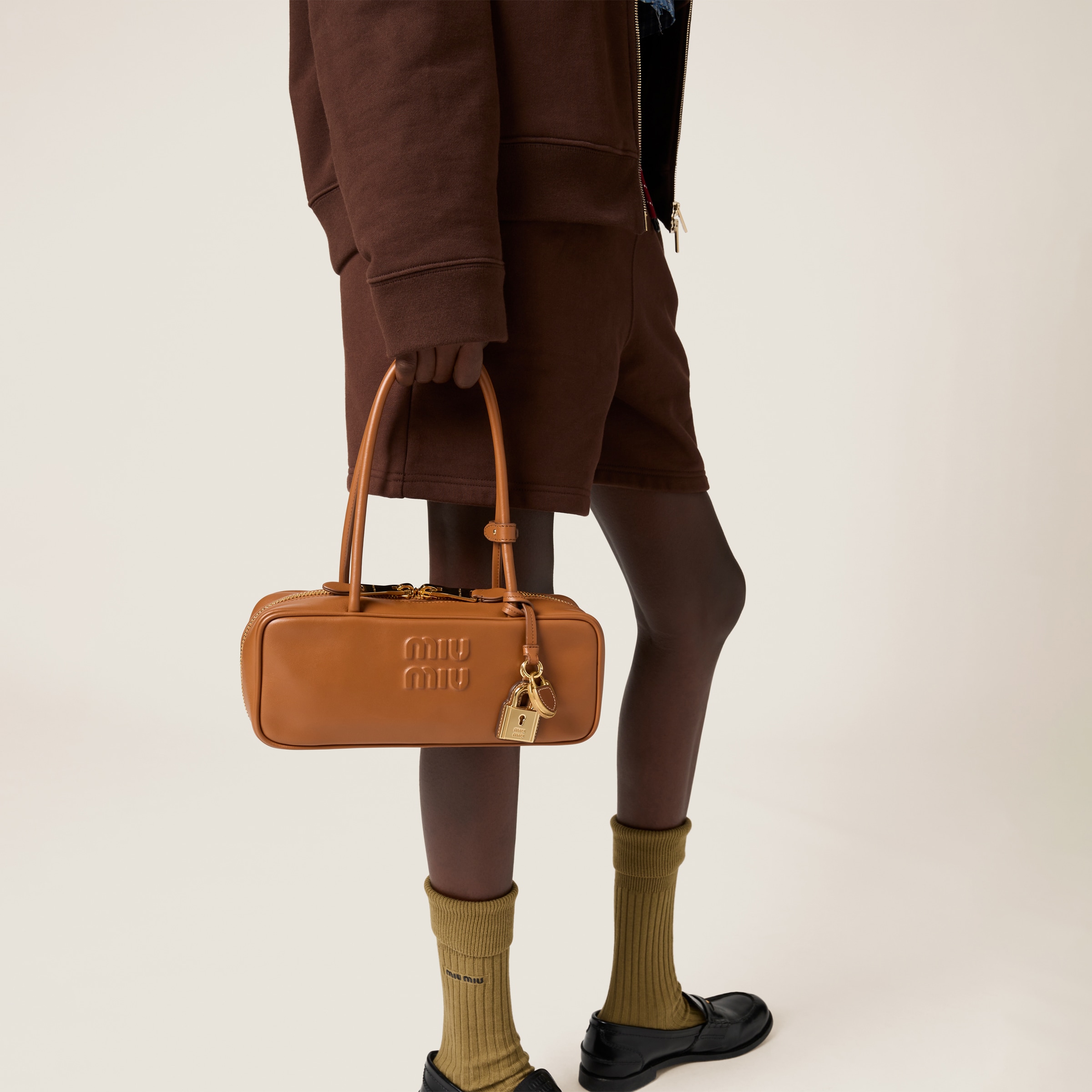 Cognac Beau Leather Bag | Miu Miu