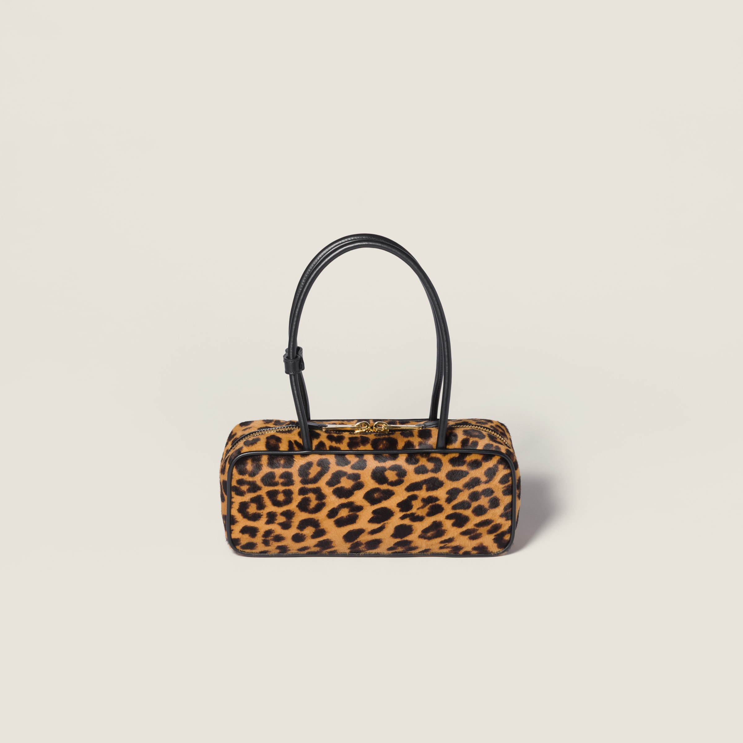 Miu Miu Printed Leather Beau Bag In Brown