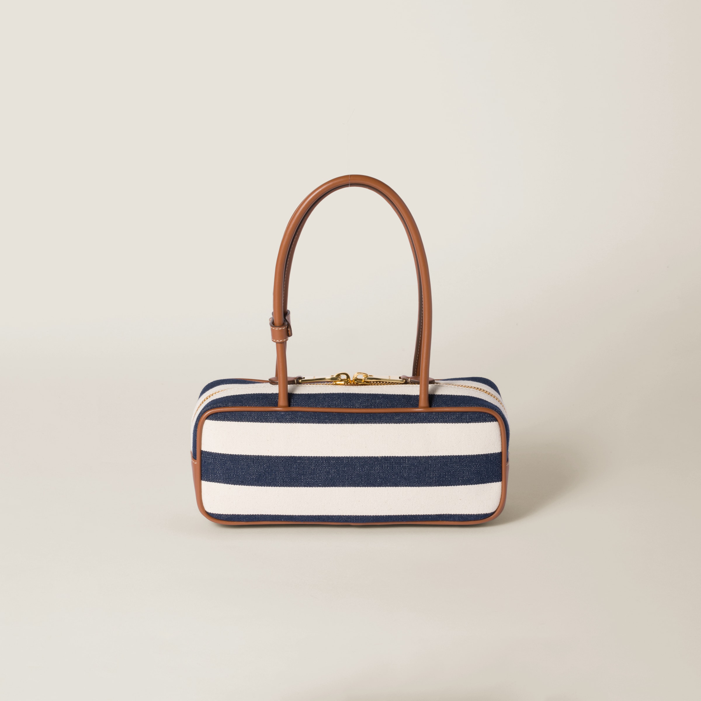 Shop Miu Miu Beau Canvas And Leather Bag