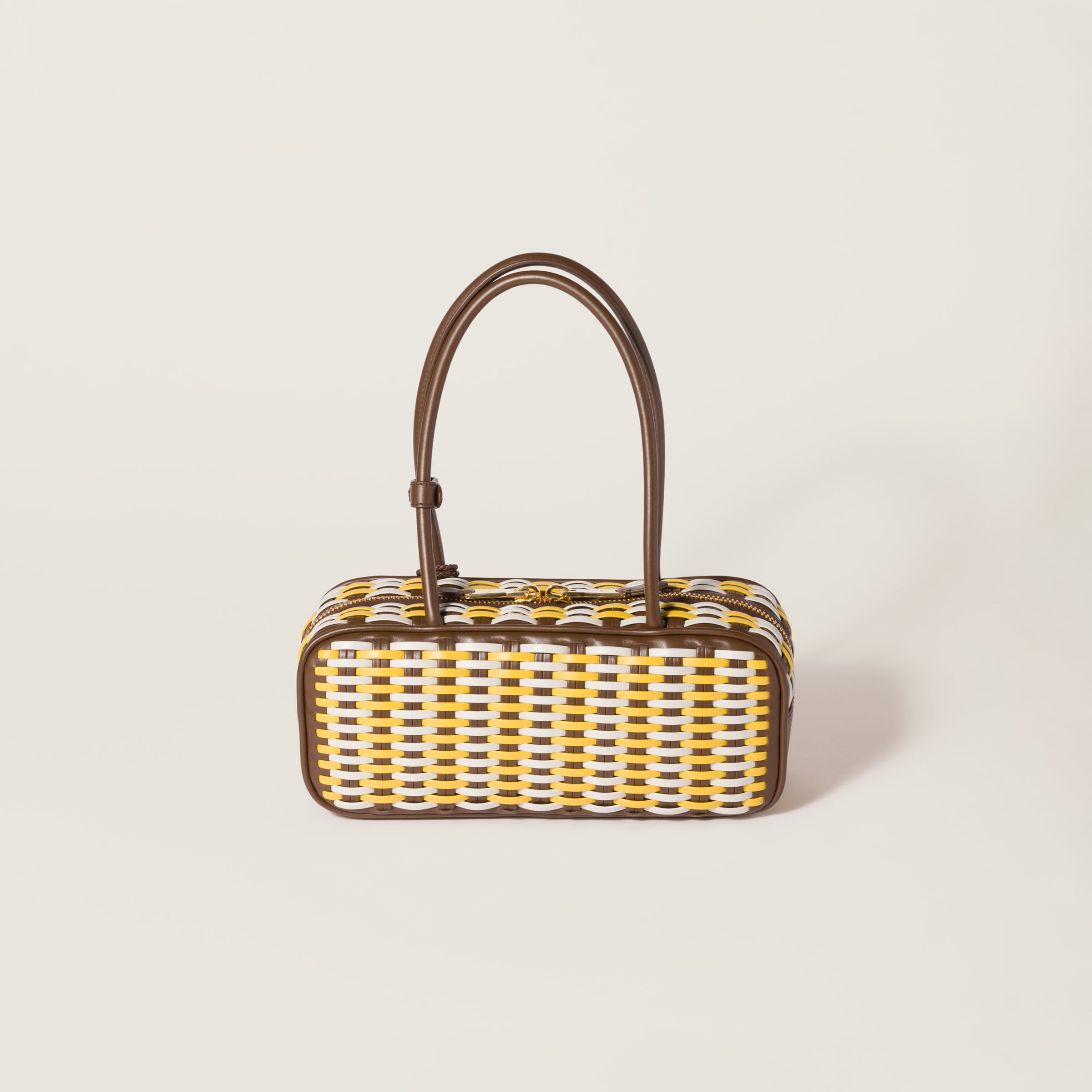 Miu Miu Beau Leather Bag In Maple/sunny Yellow/chalk White