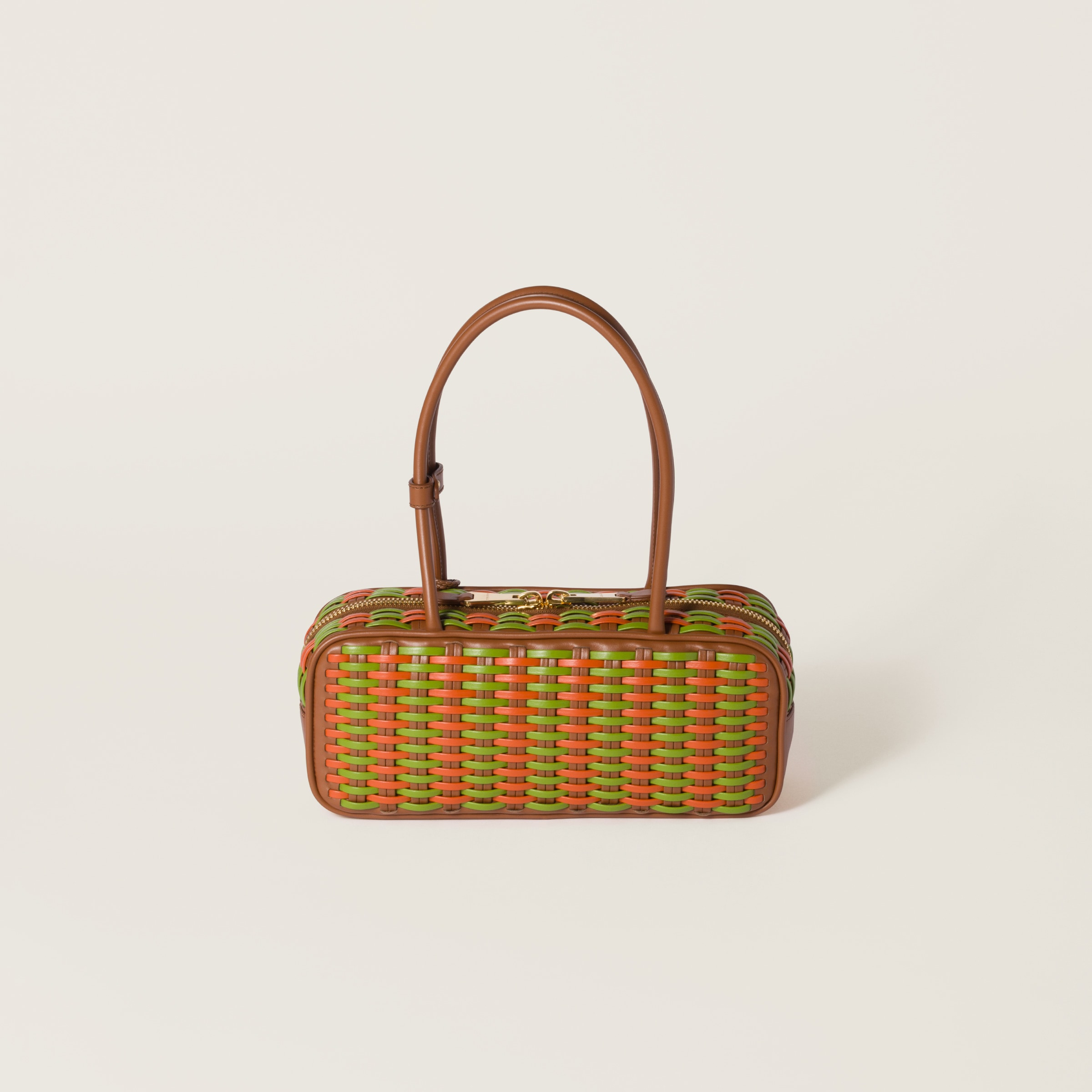 Cognac/fern Green/copper Beau Leather Bag | Miu Miu Cognac/fern Green/copper Beau Leather Bag | Miu Miu