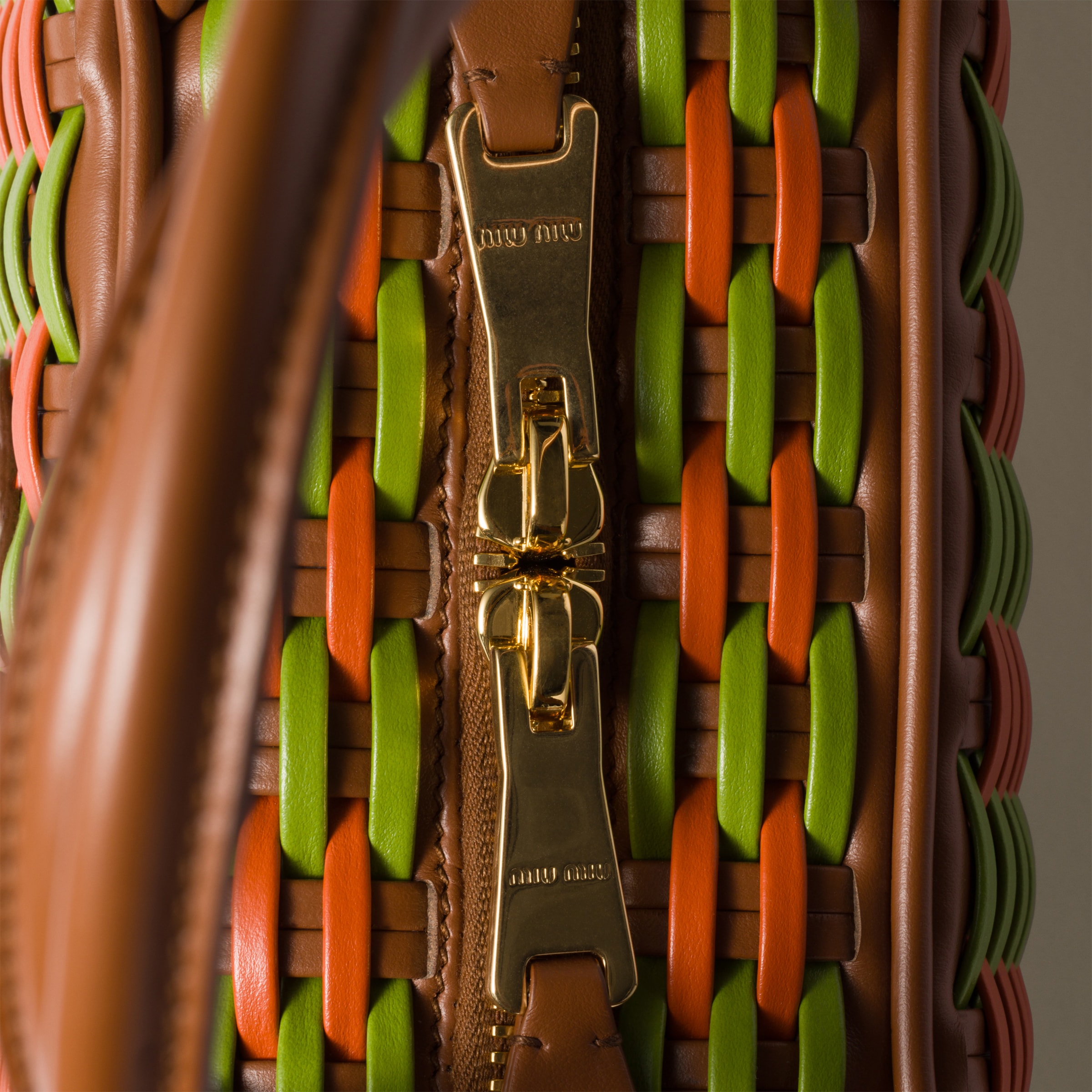 Cognac/fern Green/copper Beau Leather Bag | Miu Miu Cognac/fern Green/copper Beau Leather Bag | Miu Miu