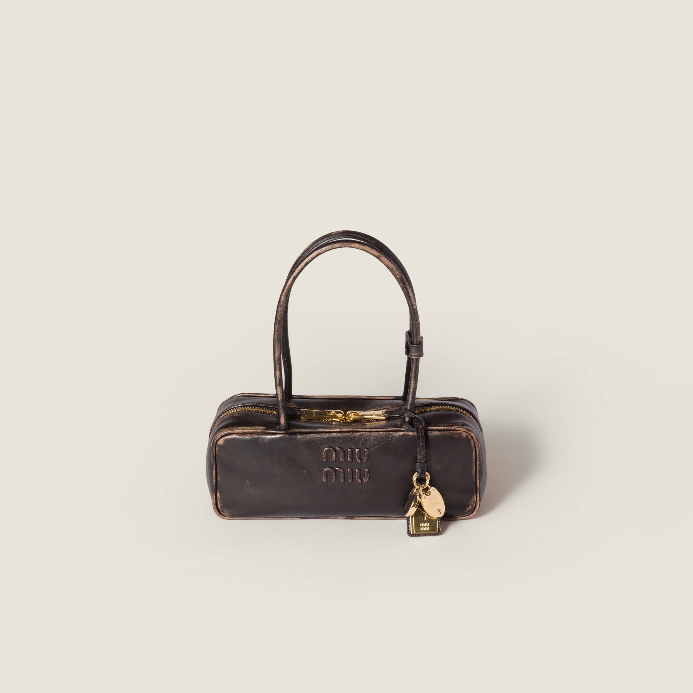 Miu Miu Beau Nappa Leather Bag In Brown