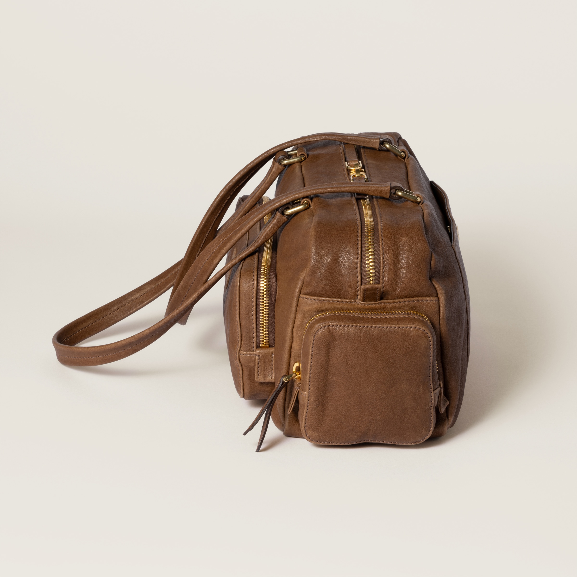 関税なし 送料無料 Nappa leather washed Pocket bag Oak Pocket Washed Nappa Leather Bag | Miu Miu
