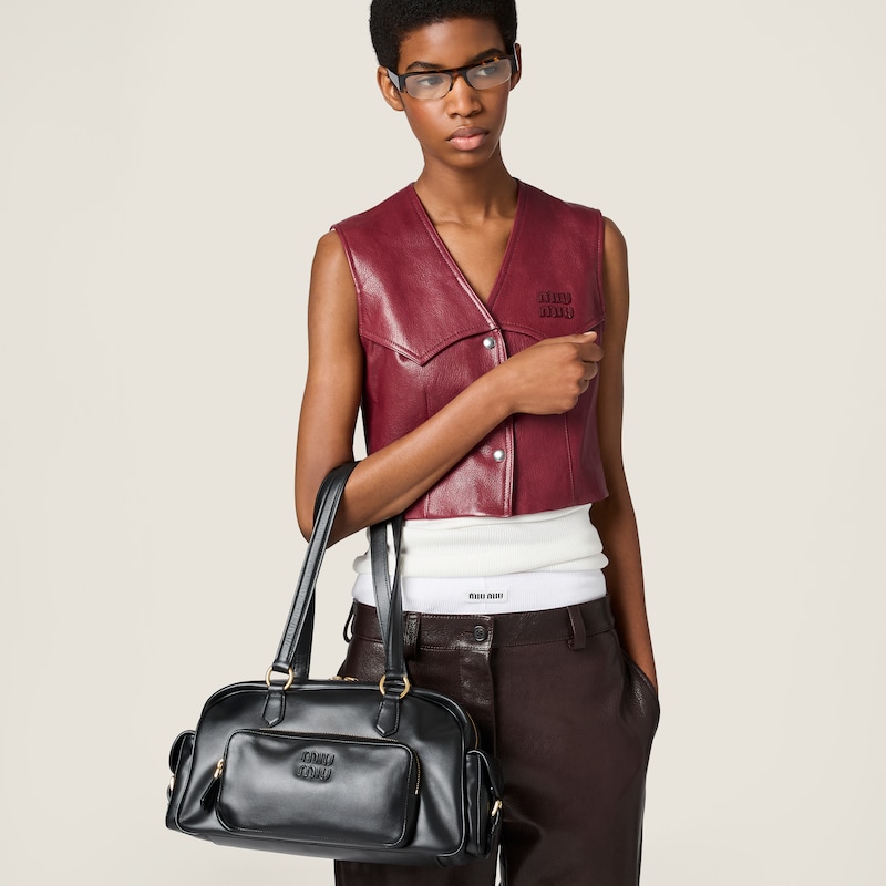 กระเป๋าถือหนังนัปป้าพร้อมหูจับด้านบน