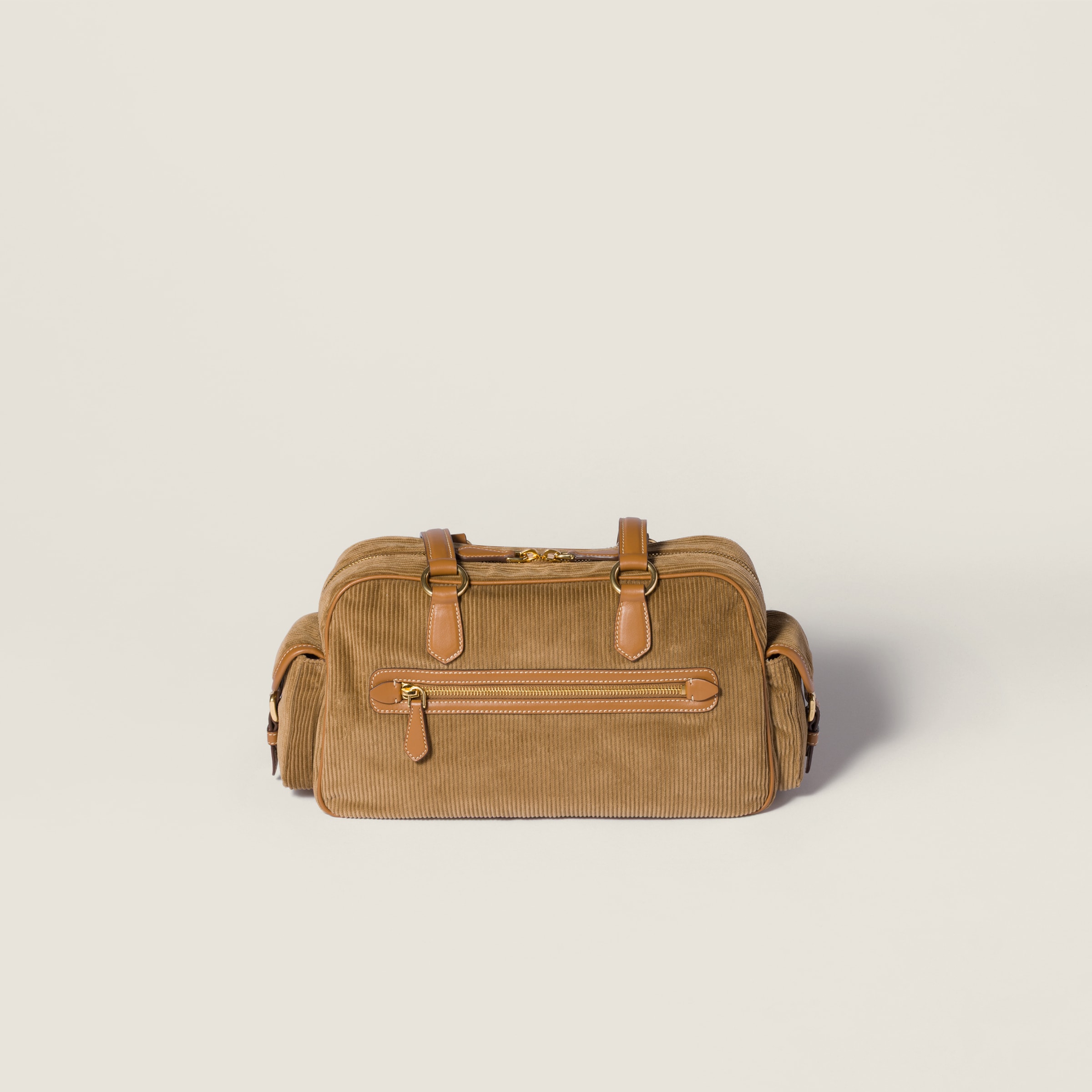 Miu Miu Corduroy Pocket Top-handle Bag In Brown