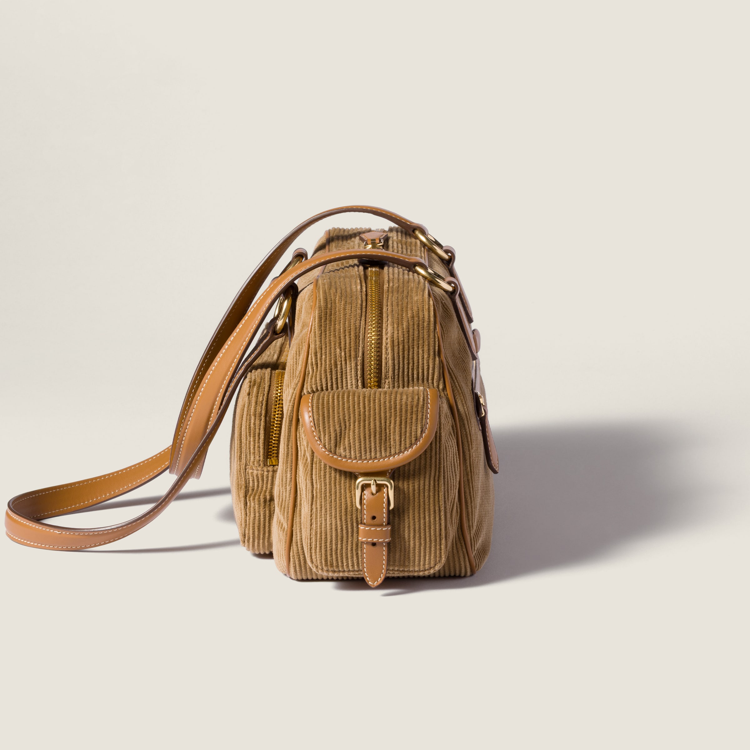 シナモン コーデュロイ ポケット トップハンドル バッグ | Miu Miu