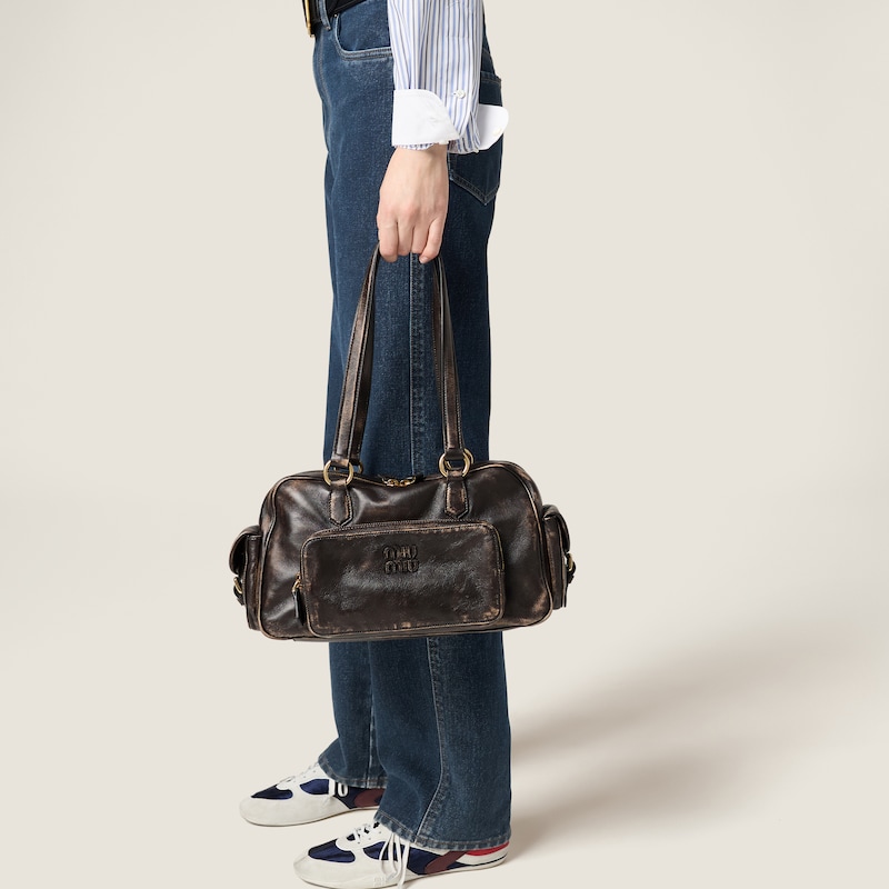 Pocket nappa leather top-handle bag