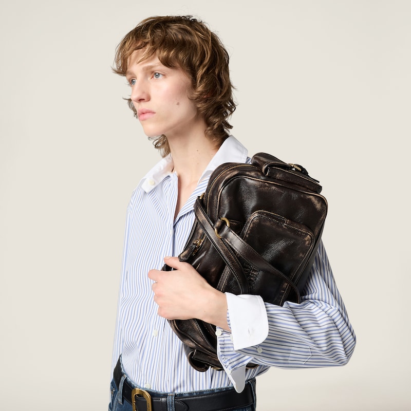 Pocket nappa leather top-handle bag