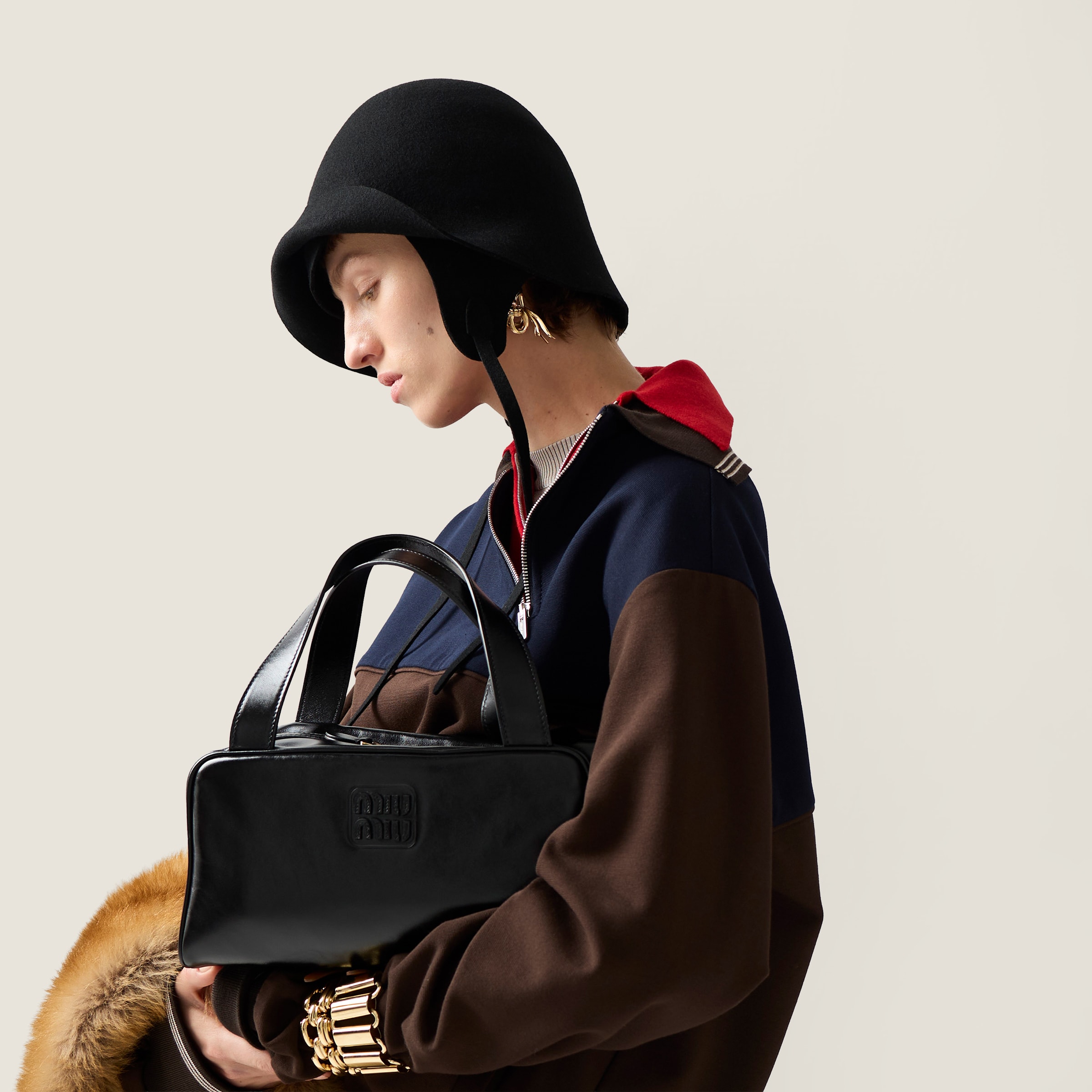 Black Leather Top-handle Bag | Miu Miu