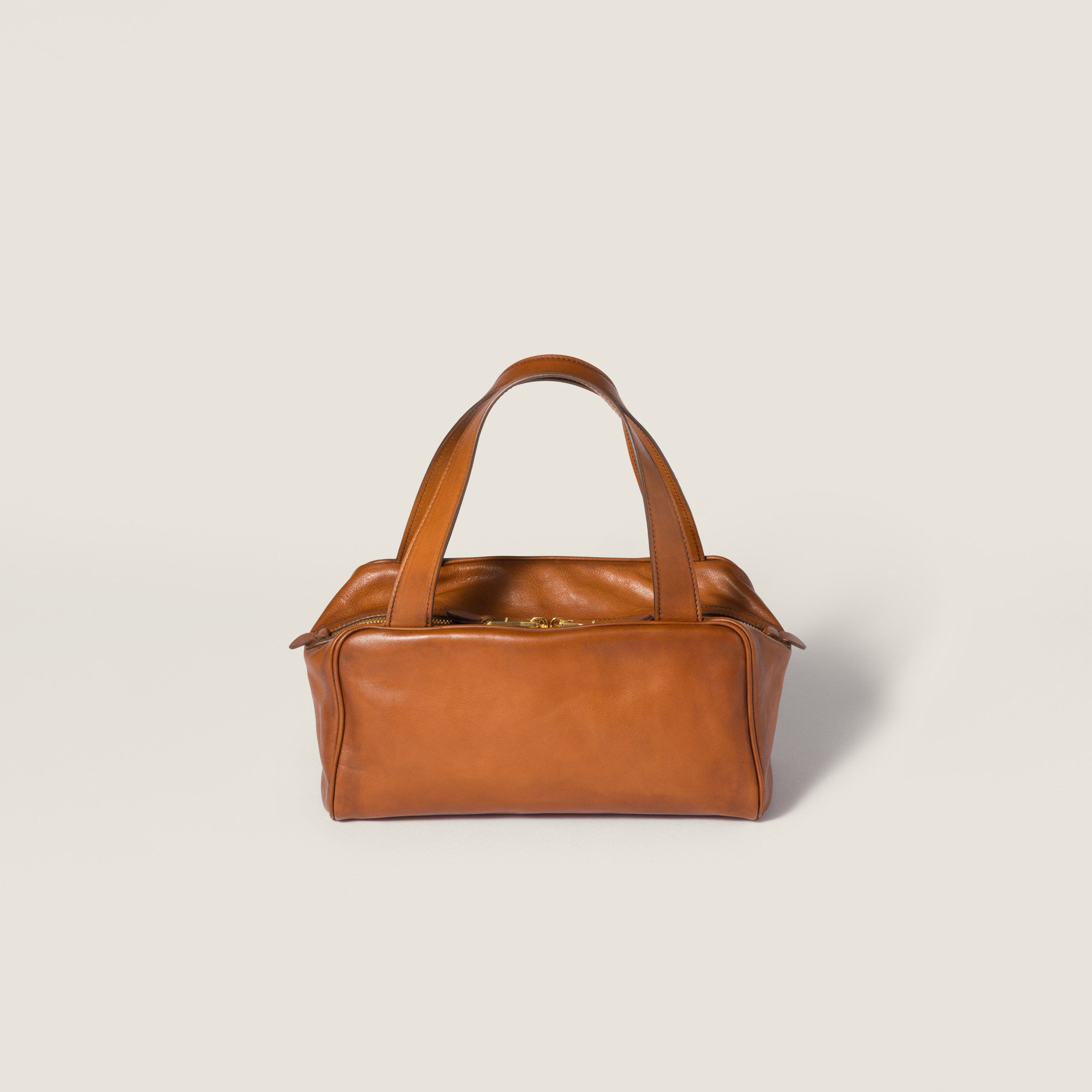 Cognac Leather Top-handle Bag | Miu Miu