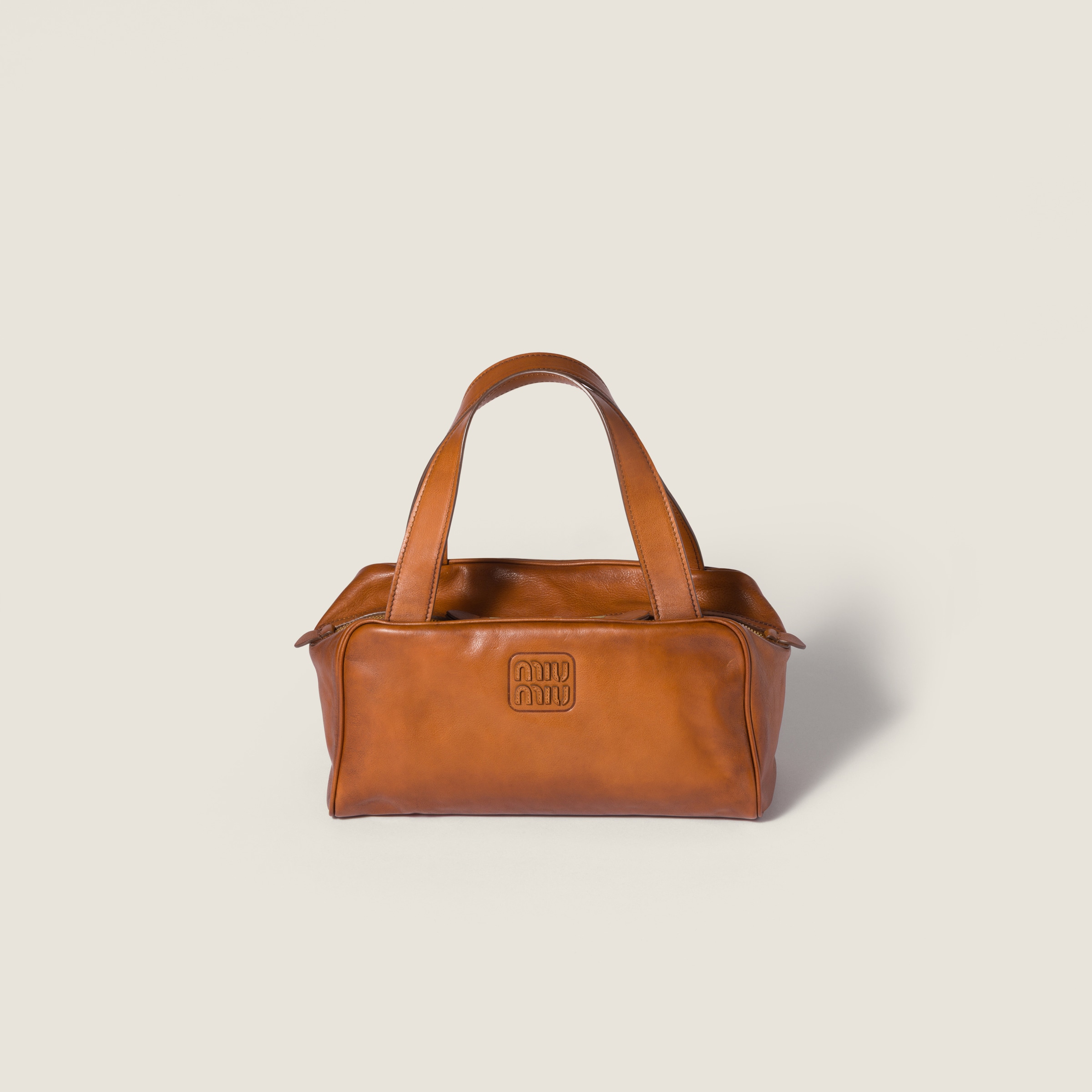 ハンドバッグ MiuMiu HAND BAG (5BG231VMLR2IBG F0401) Cognac Leather Top-handle Bag | Miu Miu