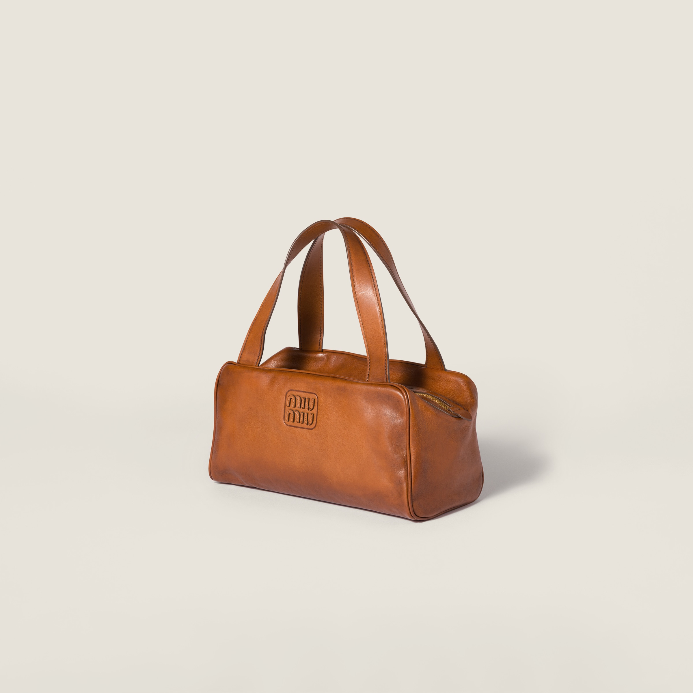 Cognac Leather Top-handle Bag | Miu Miu
