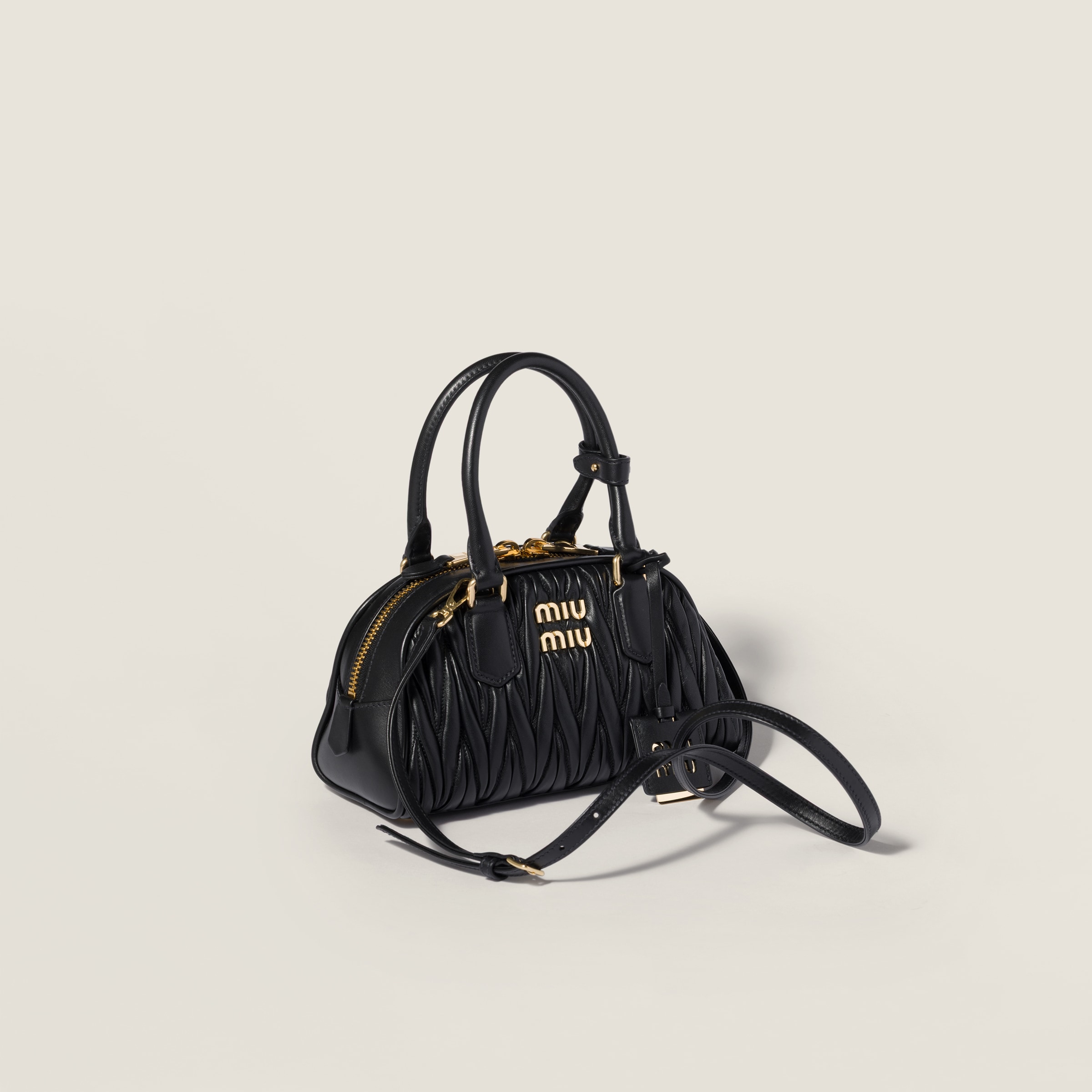 Black Arcadie Matelassé Nappa Leather Bag | Miu Miu - United States