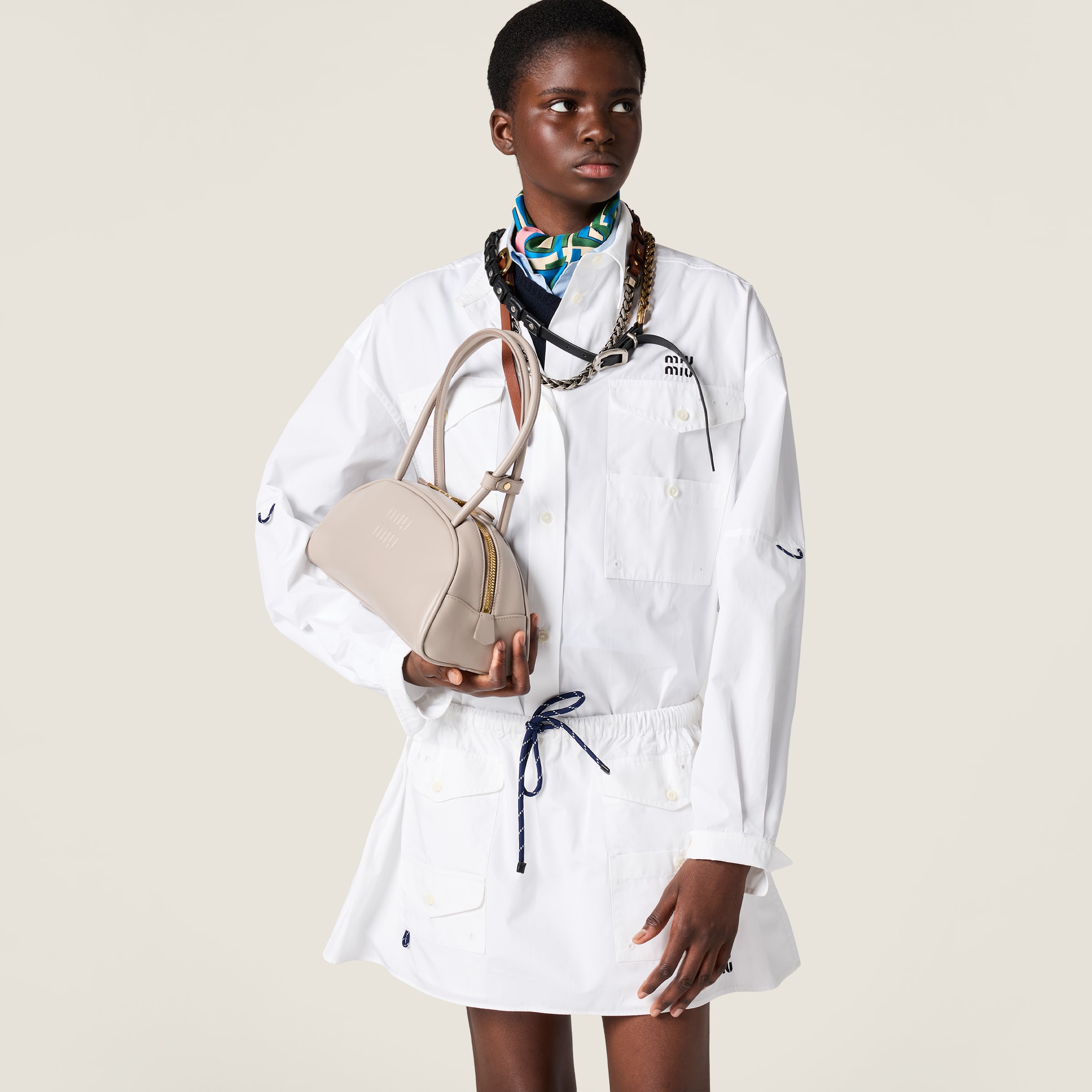 Pumice Stone Beau Leather Bag | Miu Miu - United States