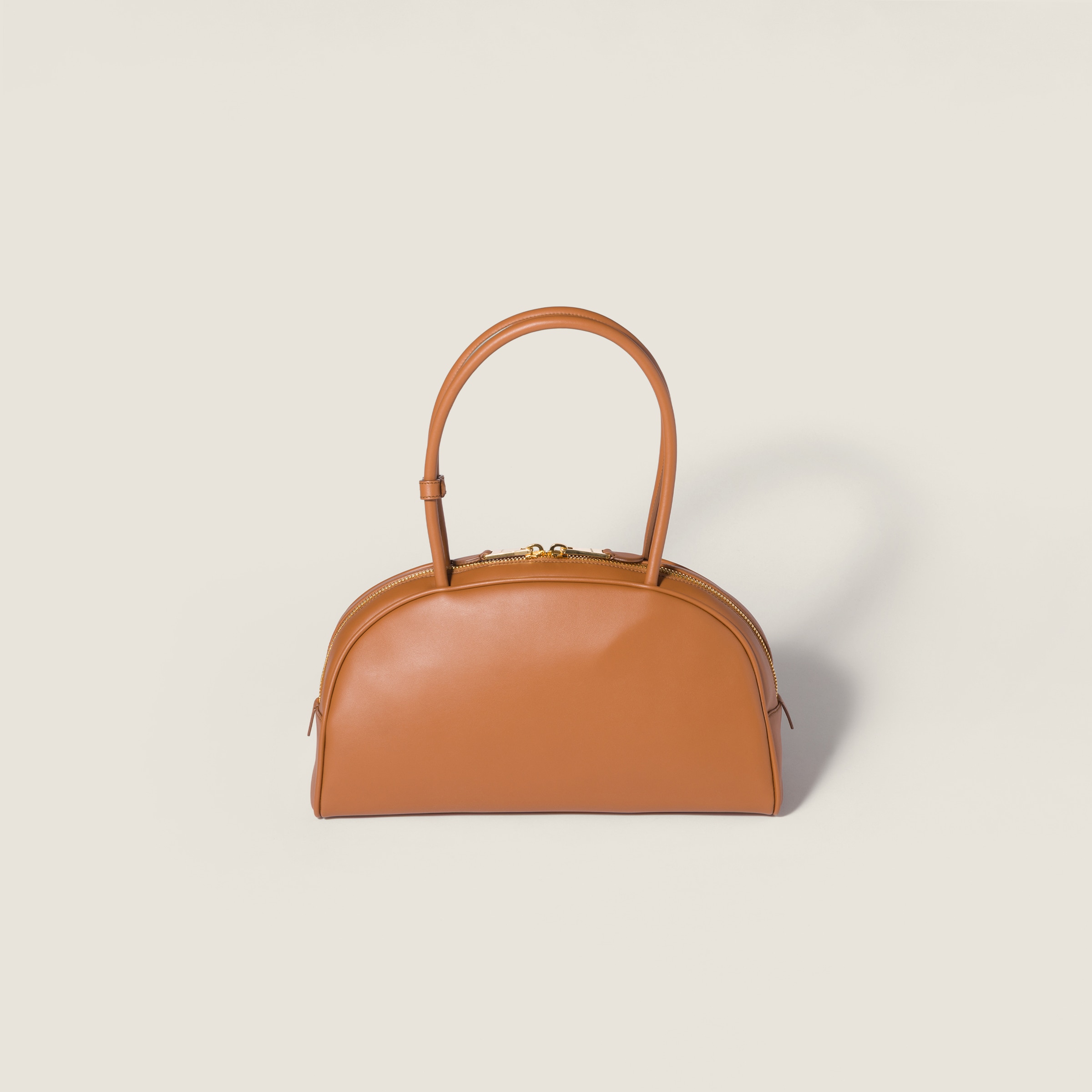 Cognac Beau Leather Bag | Miu Miu - United States