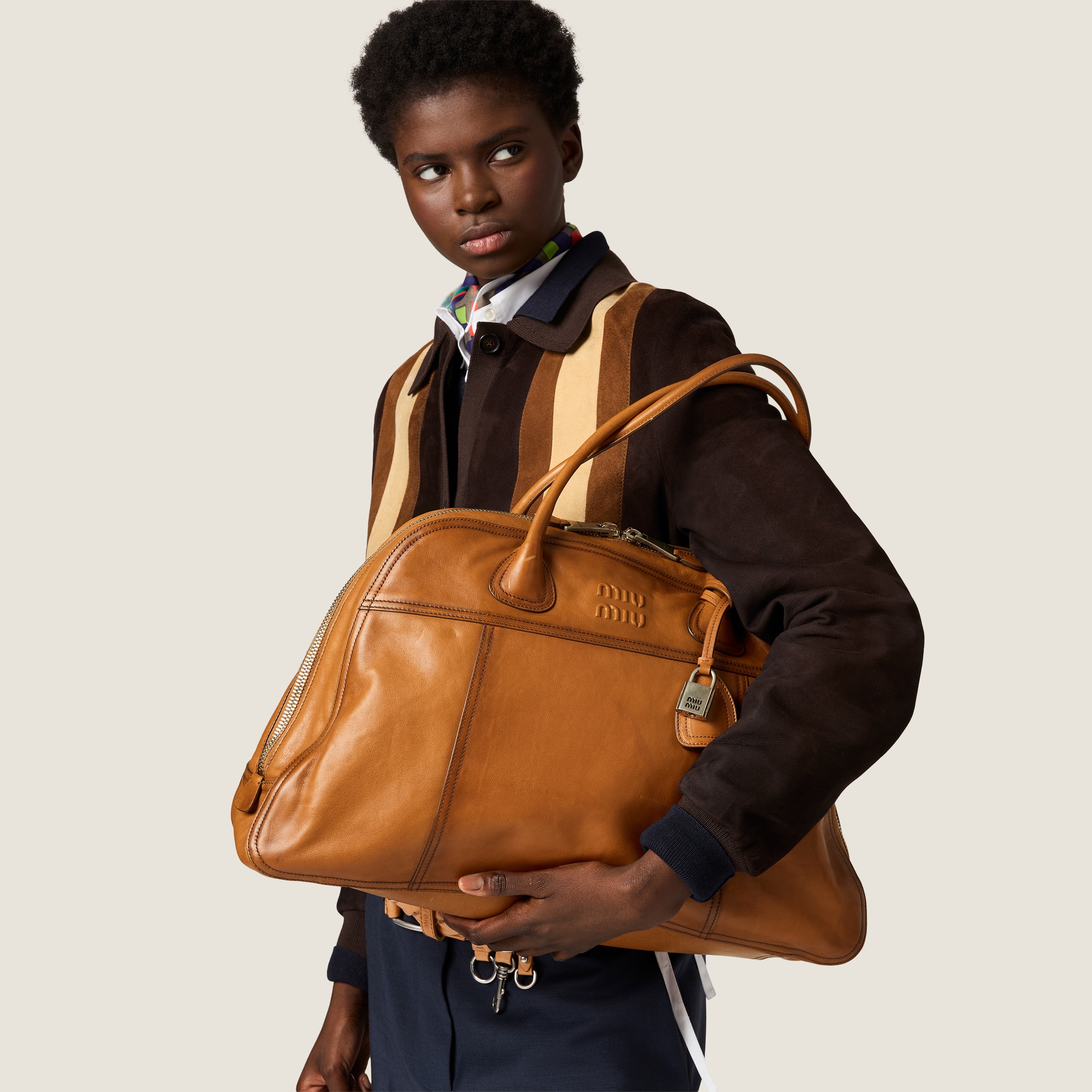 Cognac Vivant Leather Bag | Miu Miu - Denmark