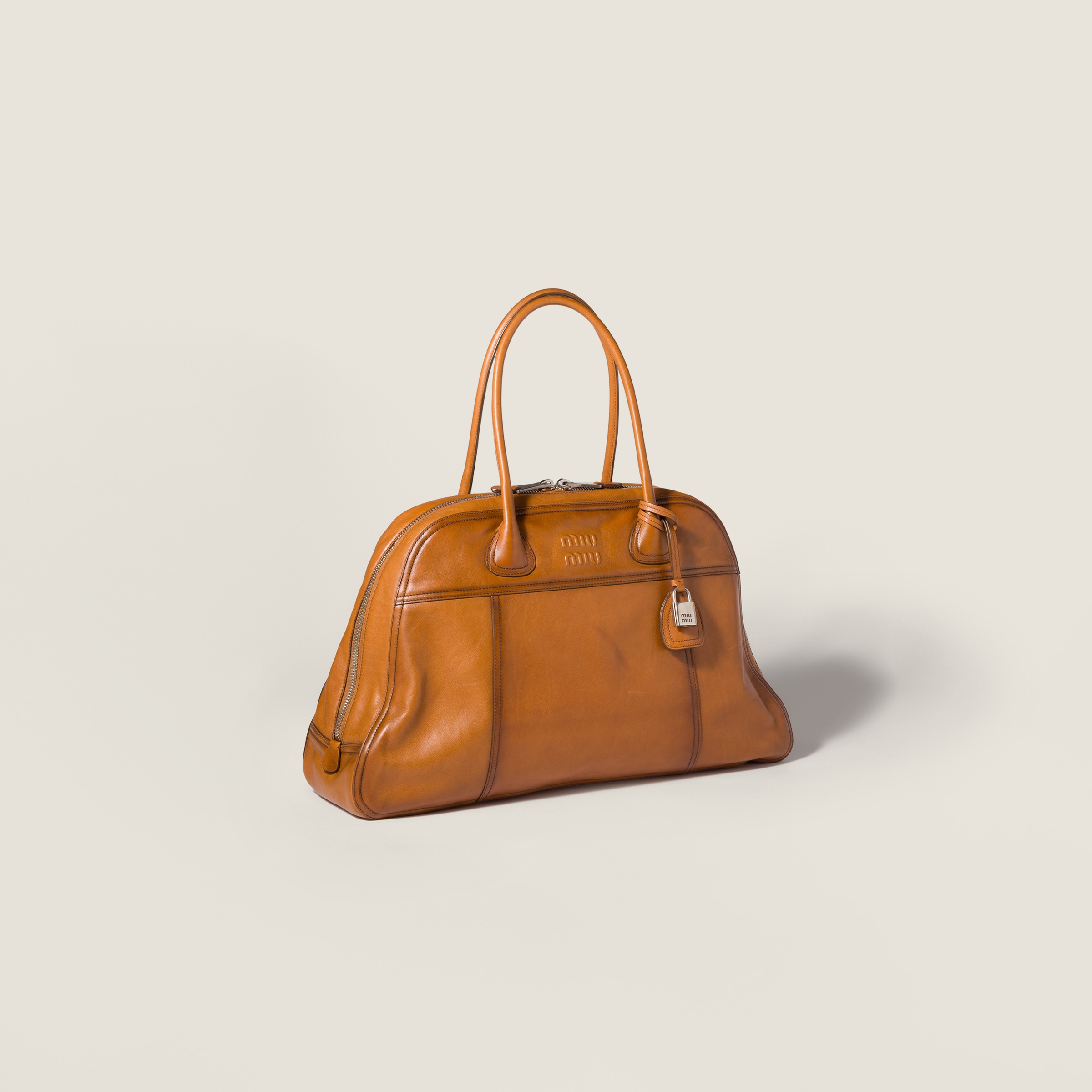 Cognac Vivant Leather Bag | Miu Miu - United States