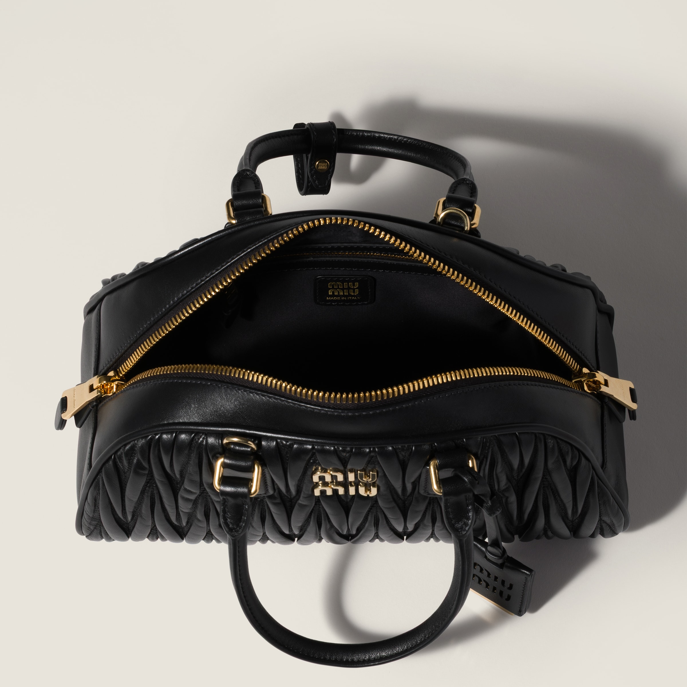 miu② Black Arcadie Matelassé Nappa Leather Bag | Miu Miu - Brazil