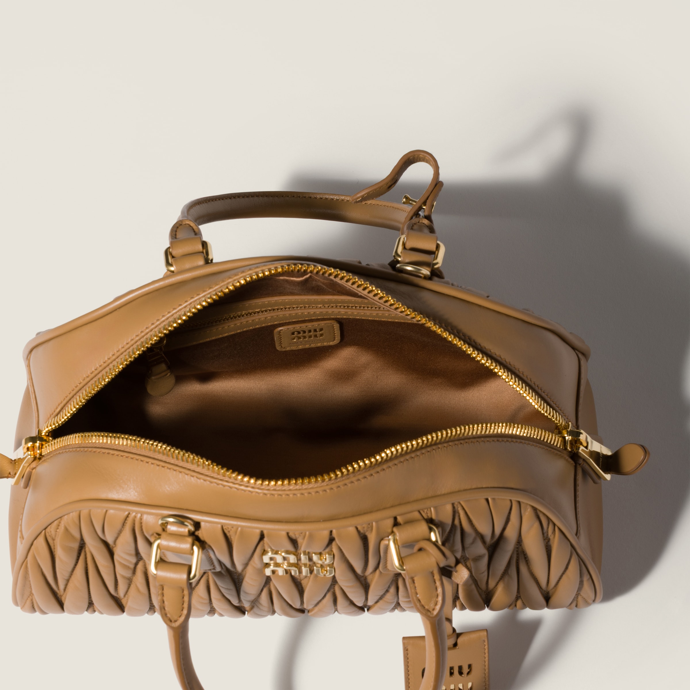 Caramel Arcadie Matelassé Nappa Leather Bag | Miu Miu - Denmark