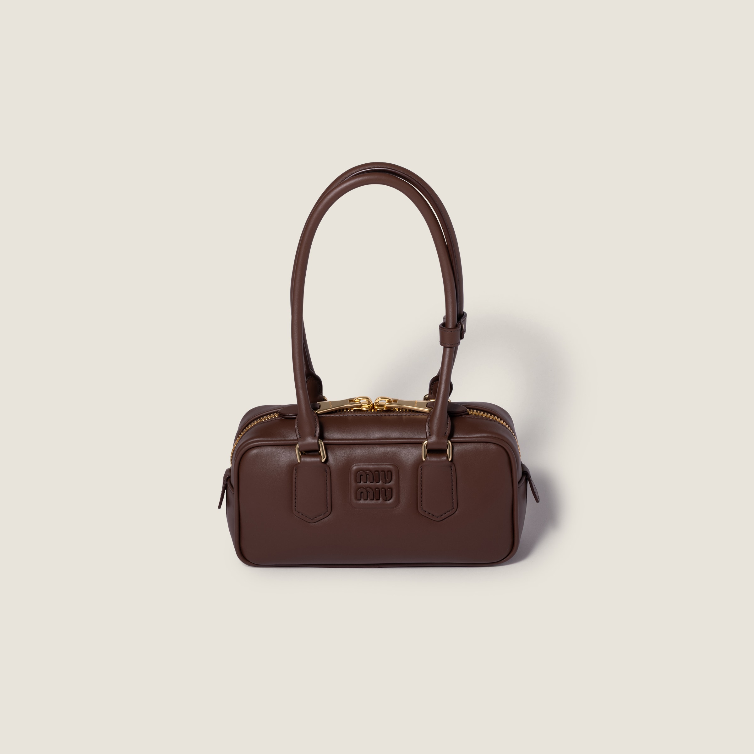 Cocoa Brown Arcadie Leather Bag | Miu Miu - United States