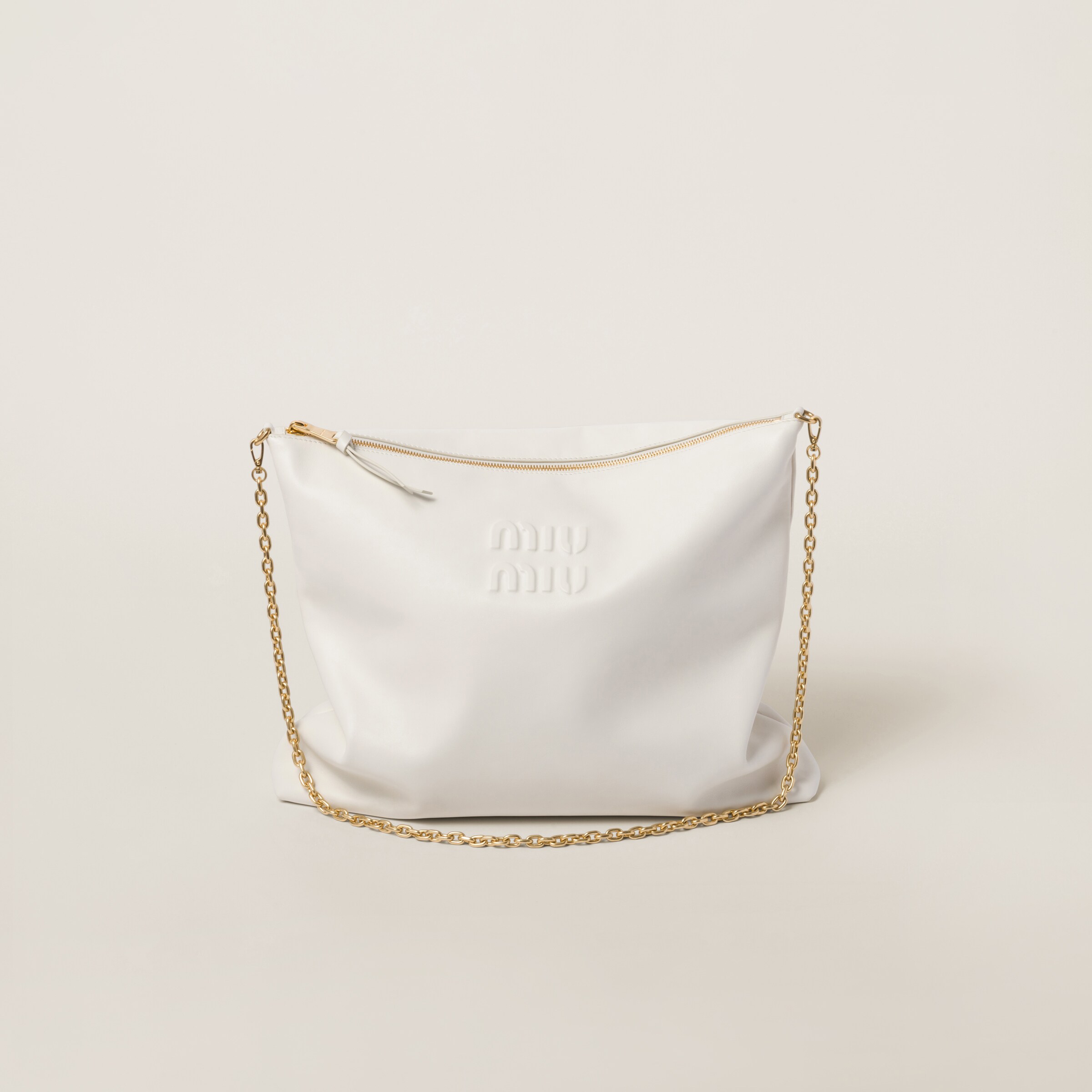 White Leather Shoulder Bag Miu Miu