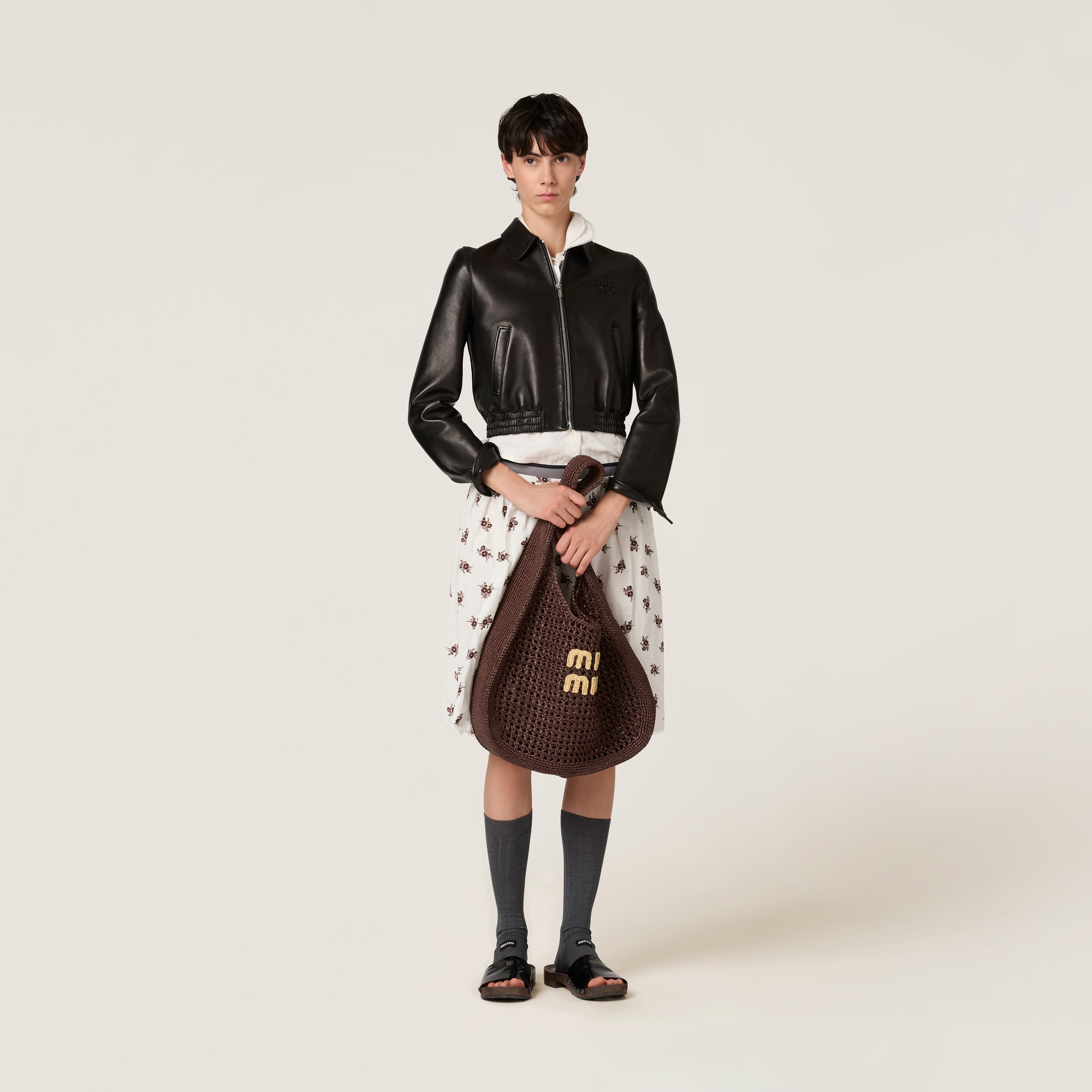Miu Miu Raffia-effect Woven Shoulder Bag