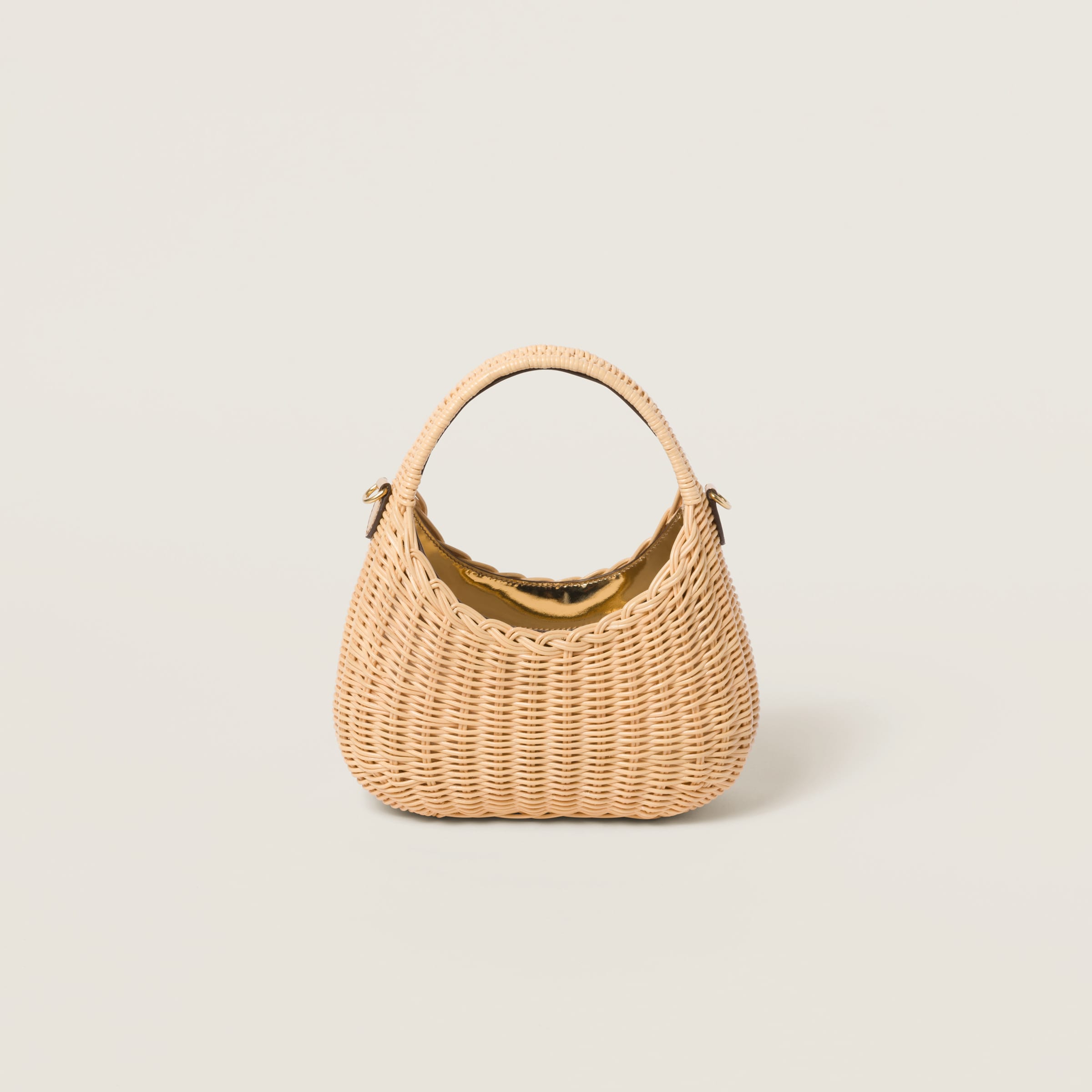 Shop Miumiu Wander Woven Raffia-effect Yarn Hobo Bag With Leather Details In Natural / Platinum