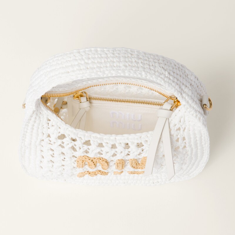 miu hobo bag 31cm beige woven fabric