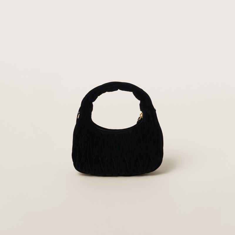 Wander matelassé velvet hobo bag