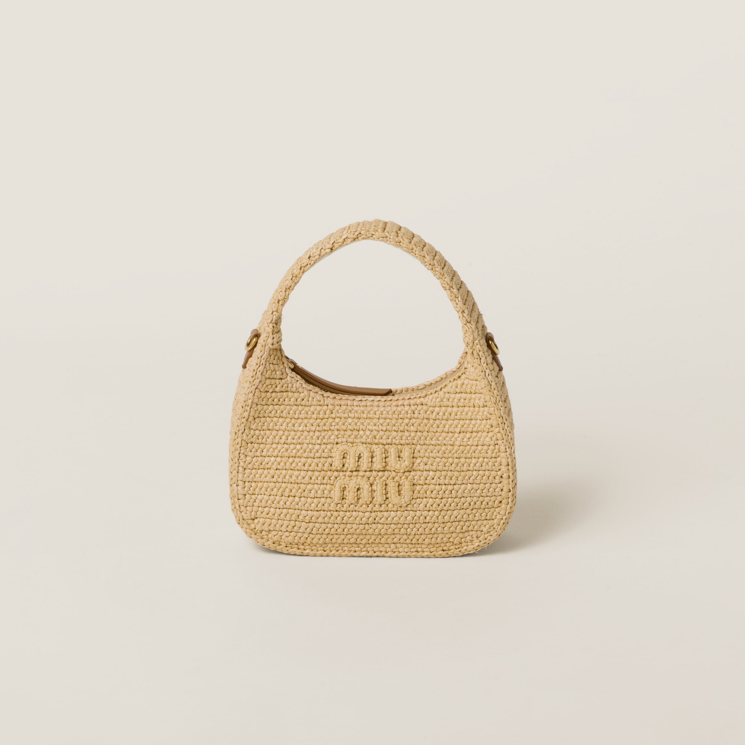 Miu Miu Miu Wander Hobo Bag in Natural & Caramel