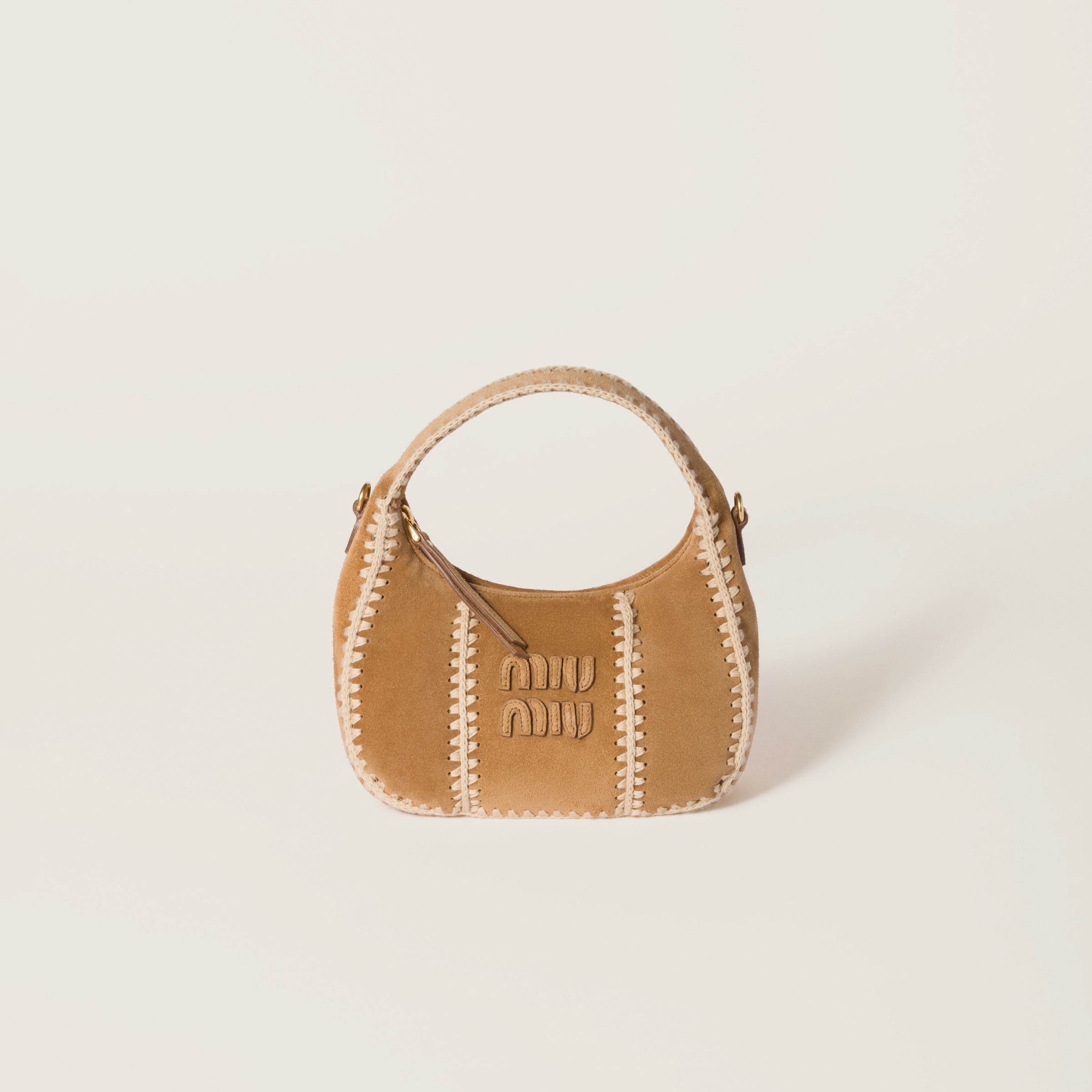 Miu Miu Wander Suede And Crochet Bag