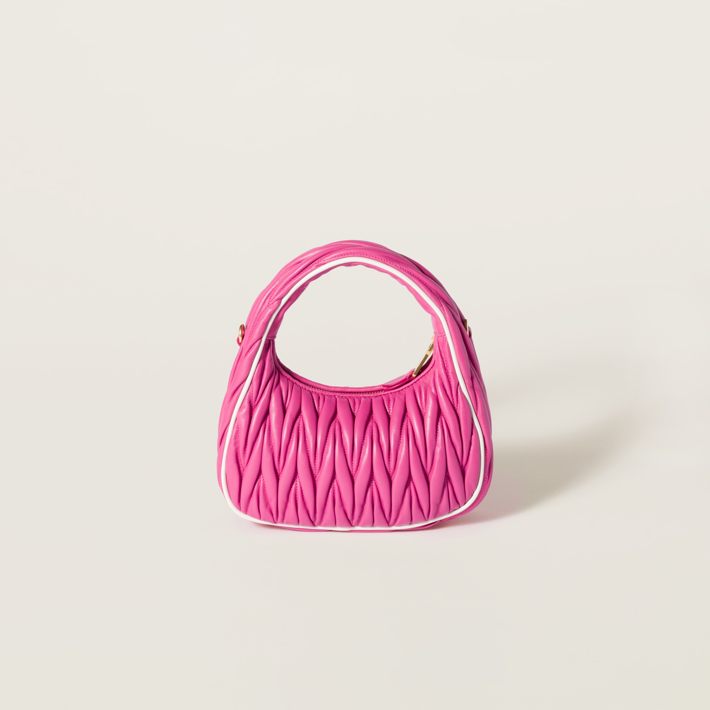Fuchsia/white Wander Matelassé Nappa Leather Bag | Miu Miu Fuchsia/white Wander Matelassé Nappa Leather Bag | Miu Miu