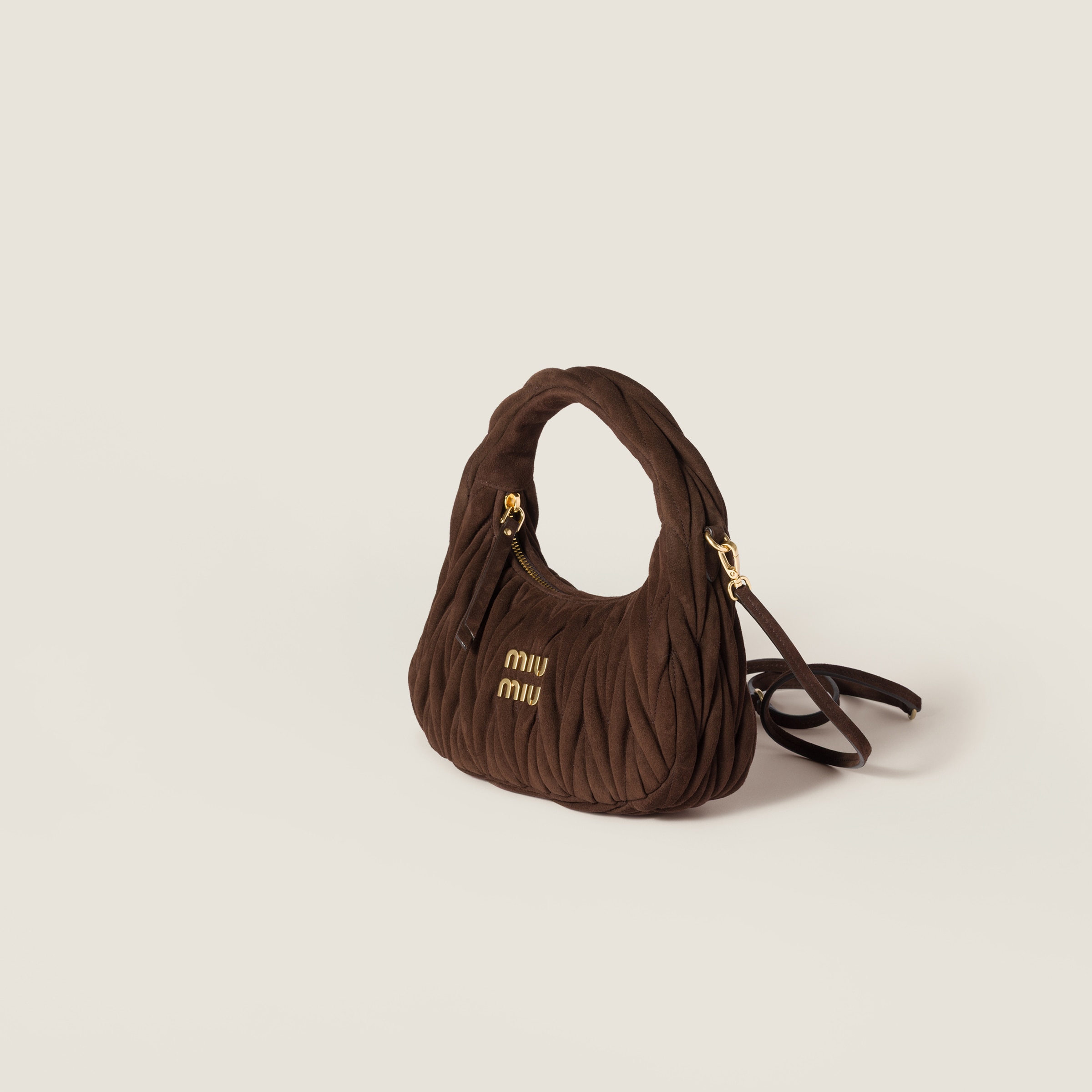 MiuMiu ワンダー マテラッセスエード バッグ ダークブラウン ワンダー マテラッセスエード バッグ | Miu Miu